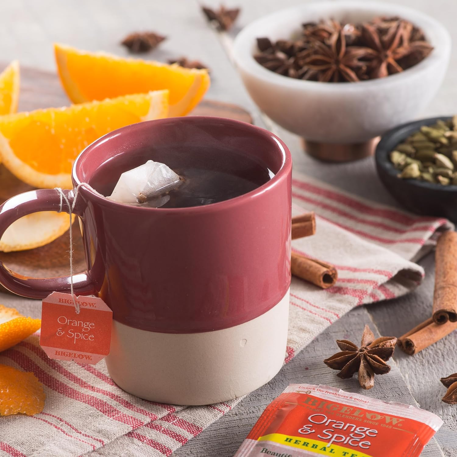 Bigelow Tea Lemon Ginger plus Probiotics Herbal Tea, Caffeine Free Tea with Lemon and Ginger, 18 Count Box (Pack of 6), 108 Total Tea Bags