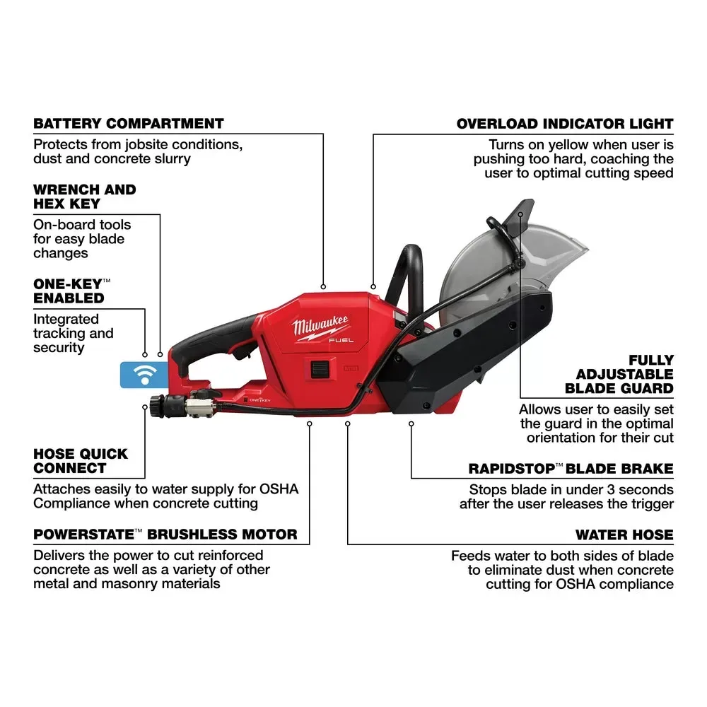 Milwaukee 2786-20 M18 FUEL 18V 9 Inch Cut-Off Saw w/ ONE-KEY - Bare Tool