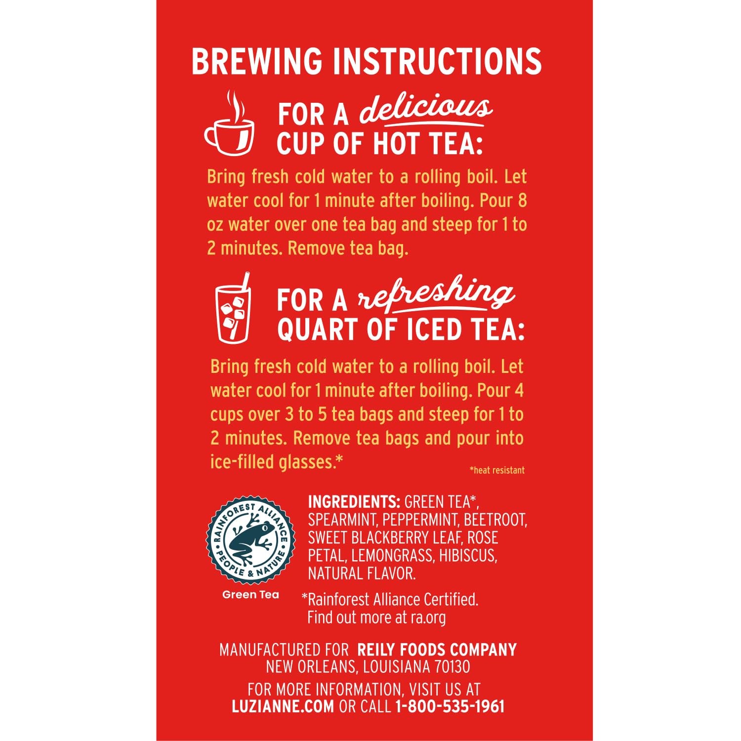 Luzianne Unsweetened Iced Tea Bags, Gallon Size, 24ct Box (Pack of 1)