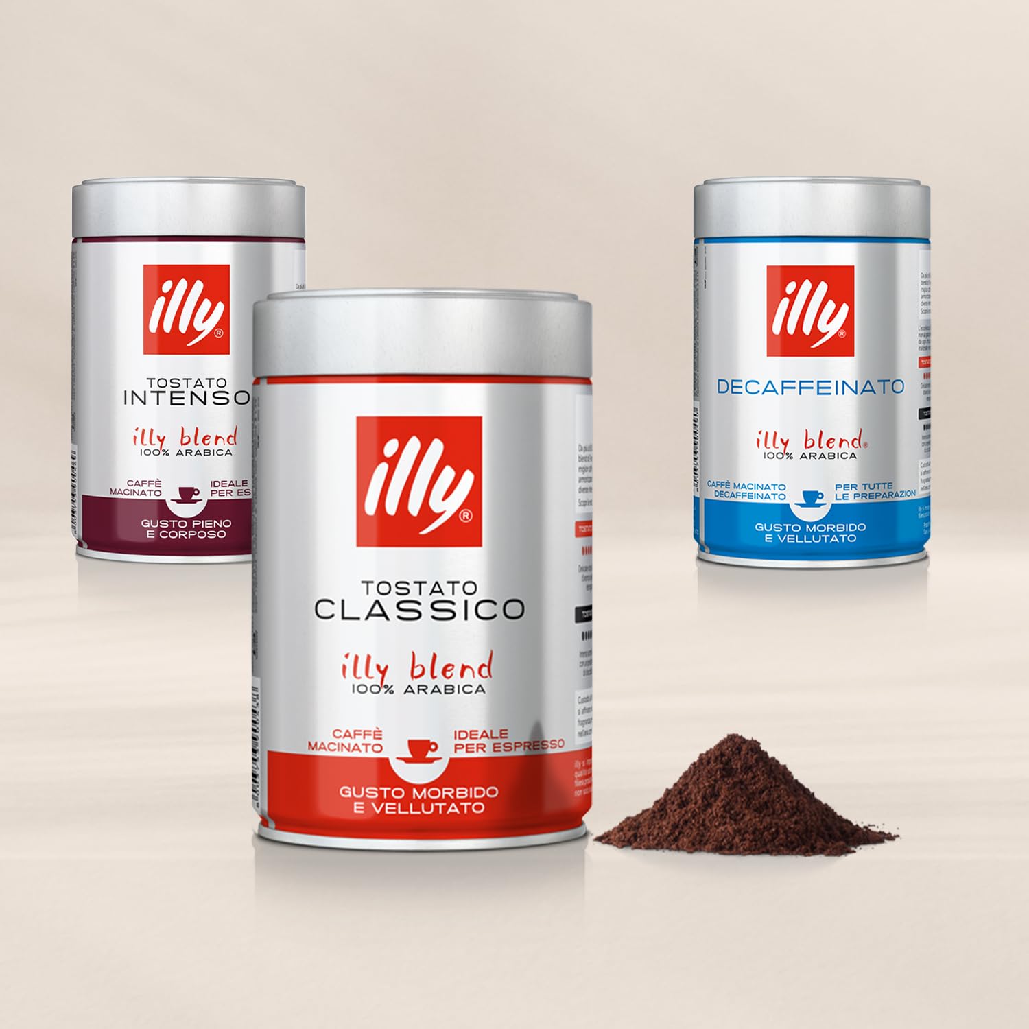 illy Classico Espresso Ground Coffee, Medium Roast, Classic Roast with Notes of Chocolate & Caramel, 100% Arabica Coffee, All-Natural, No Preservatives, 8.8 oz, Ground for Espresso Machines