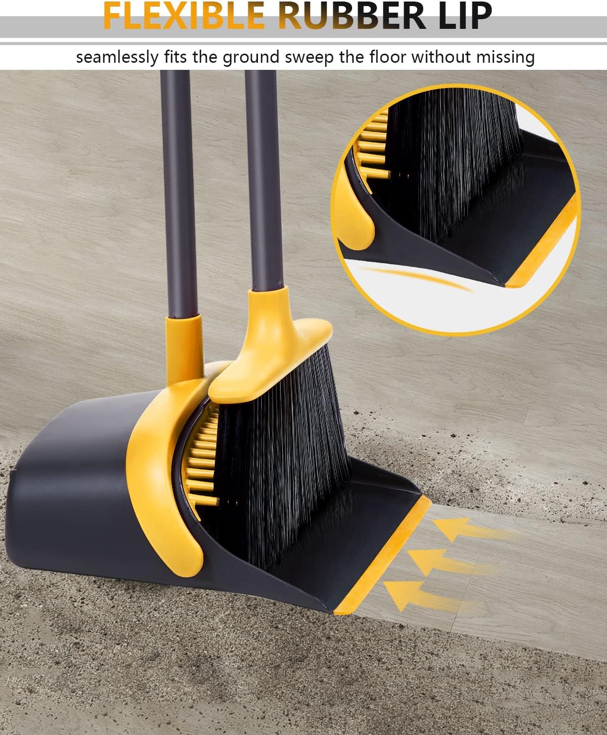 Broom and Dustpan, Broom and Dustpan Set for Home, Long Handle Broom with Dustpan, Broom and Dustpan Combo for Office Home Kitchen Lobby Floor Use Dustpan and Broom Set