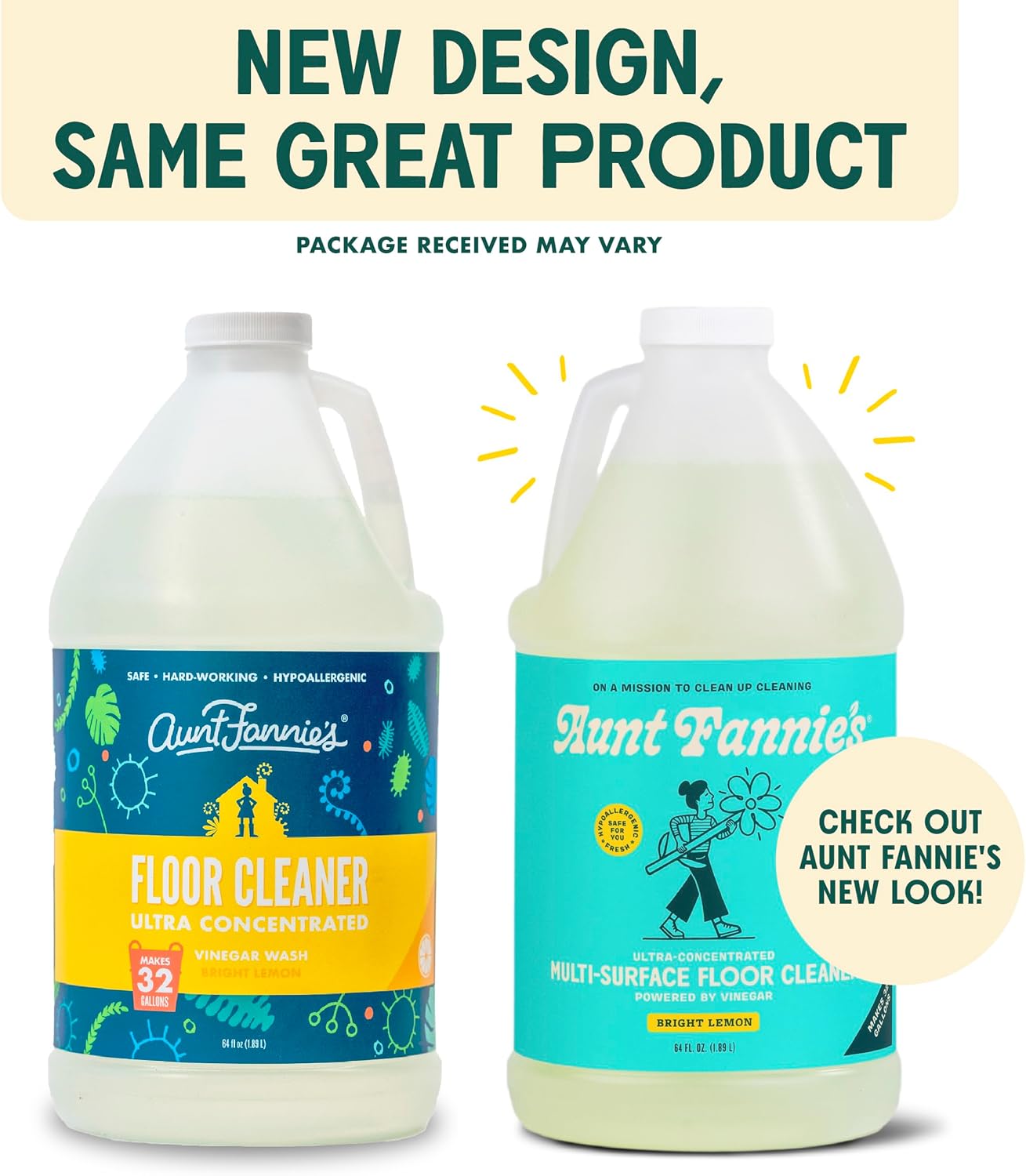 Aunt Fannie's Ultra Concentrated Floor Cleaner Vinegar Wash, Multi-Surface Floor Cleaner For Mopping, Makes 16 Gallons, Eucalyptus Scent, 32 oz. (Pack of 1), Packaging May Vary