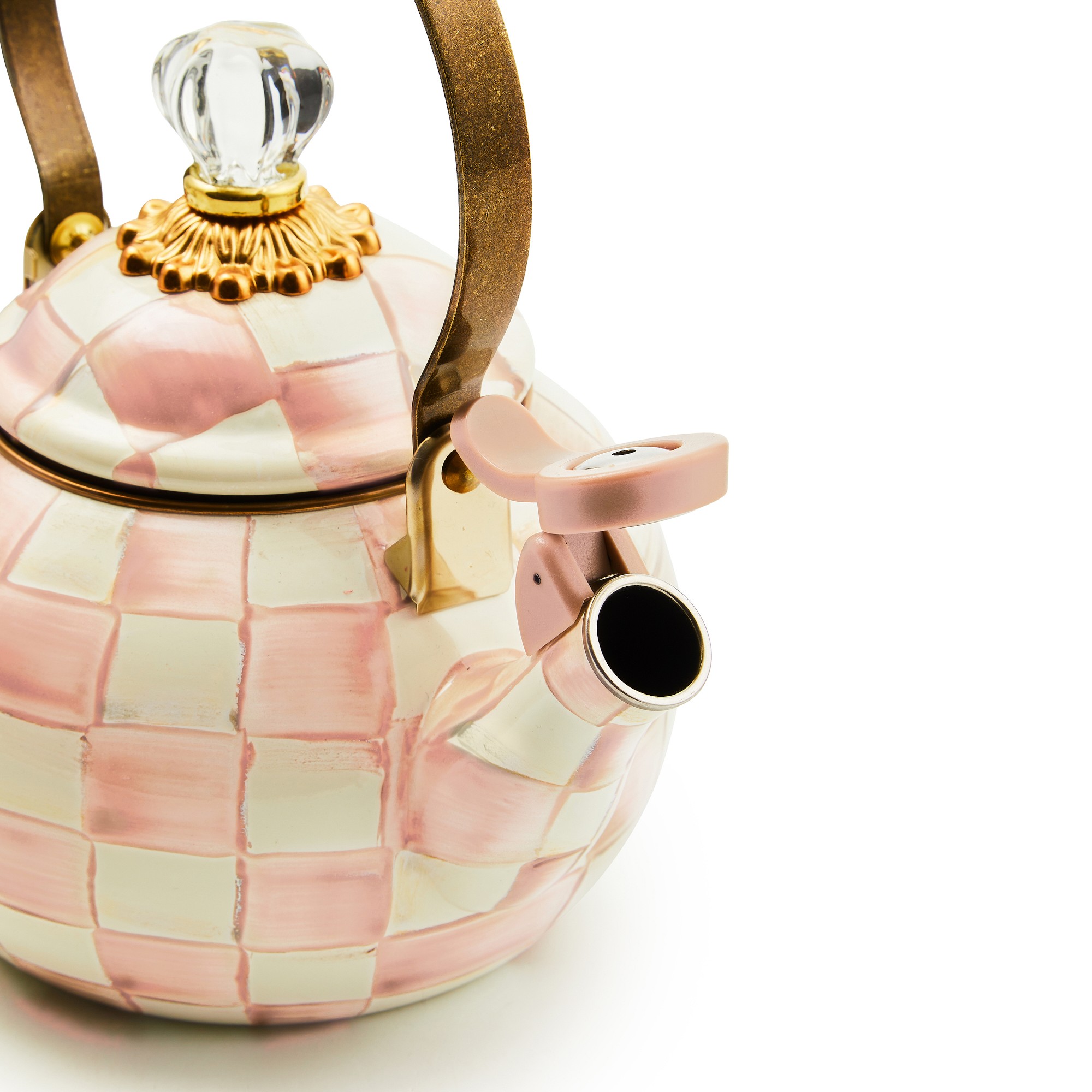 MacKenzie-Childs Rosy Check Whistling Tea Kettle