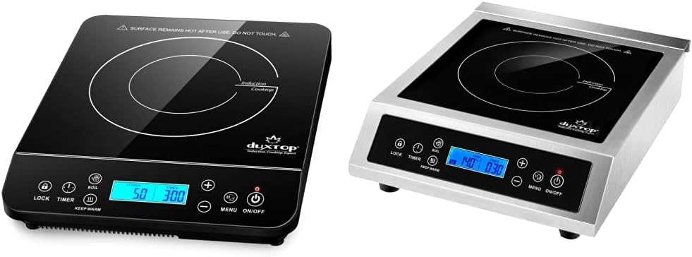 Duxtop Portable Induction Cooktop, Countertop Burner Induction Hot Plate with LCD Sensor Touch 1800 Watts, Silver 9600LS/BT-200DZ