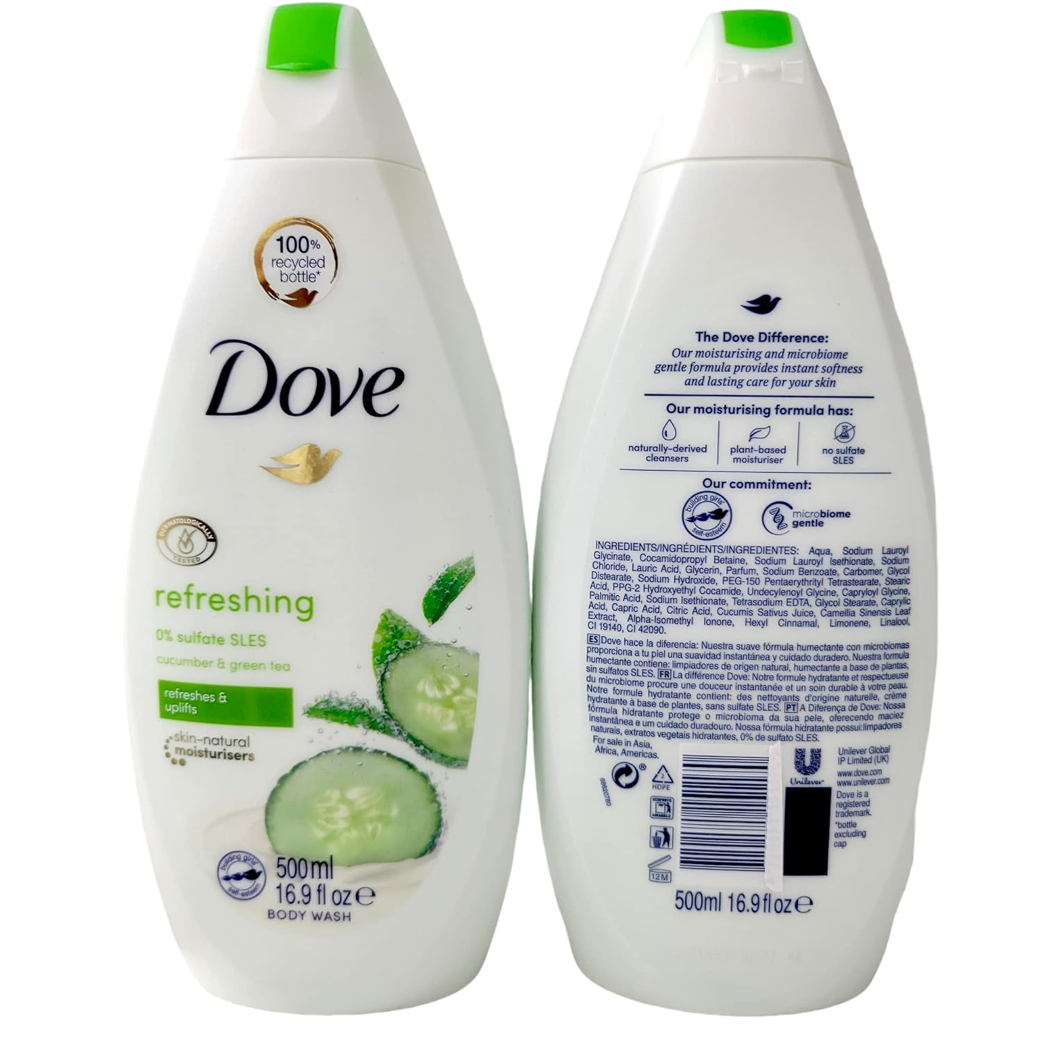 Dove Body Wash with Pump Refreshing Cucumber and Green Tea 3 Count Refreshes Skin Cleanser That Effectively Washes Away Bacteria While Nourishing Your Skin 30.6 oz
