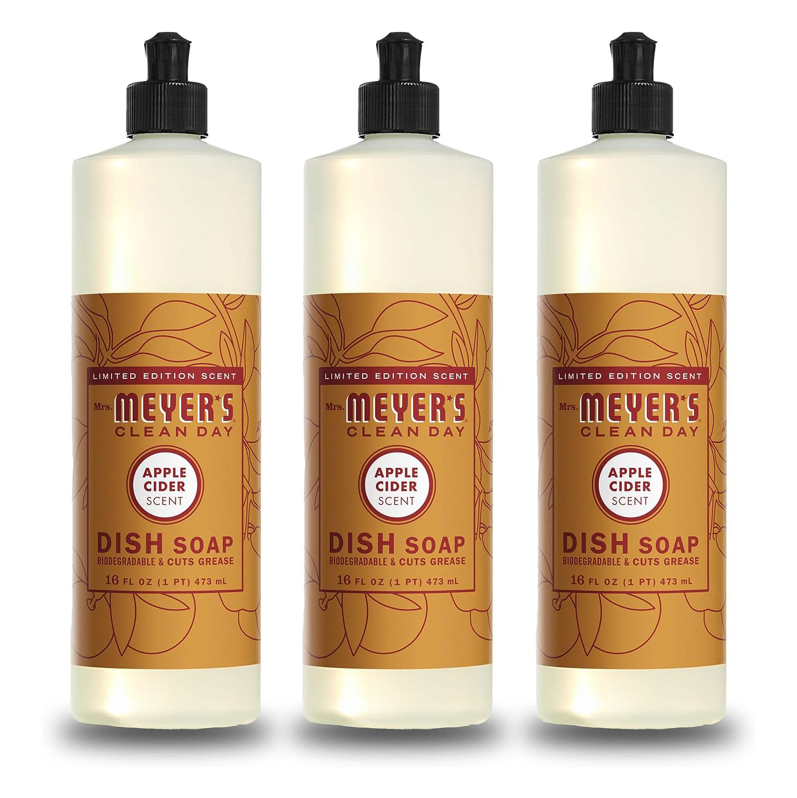 Mrs. Meyer's Liquid Dish Soap, Biodegradable Formula, Lemon Verbena, 16 Fl. Oz - Pack Of 3