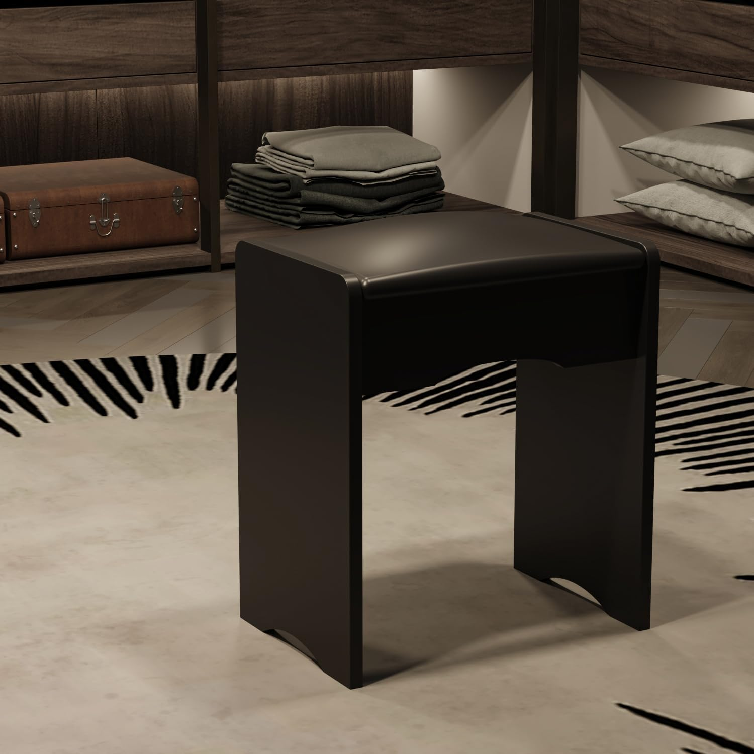 PREMTURE Dressing Table with LED Lighting, Cosmetic Table with Open Shelf and 4 Drawers, Dressing Table with Stool, Dressing Tables, Large Storage Space, MDF, 90 W x 40 D x 135 H cm