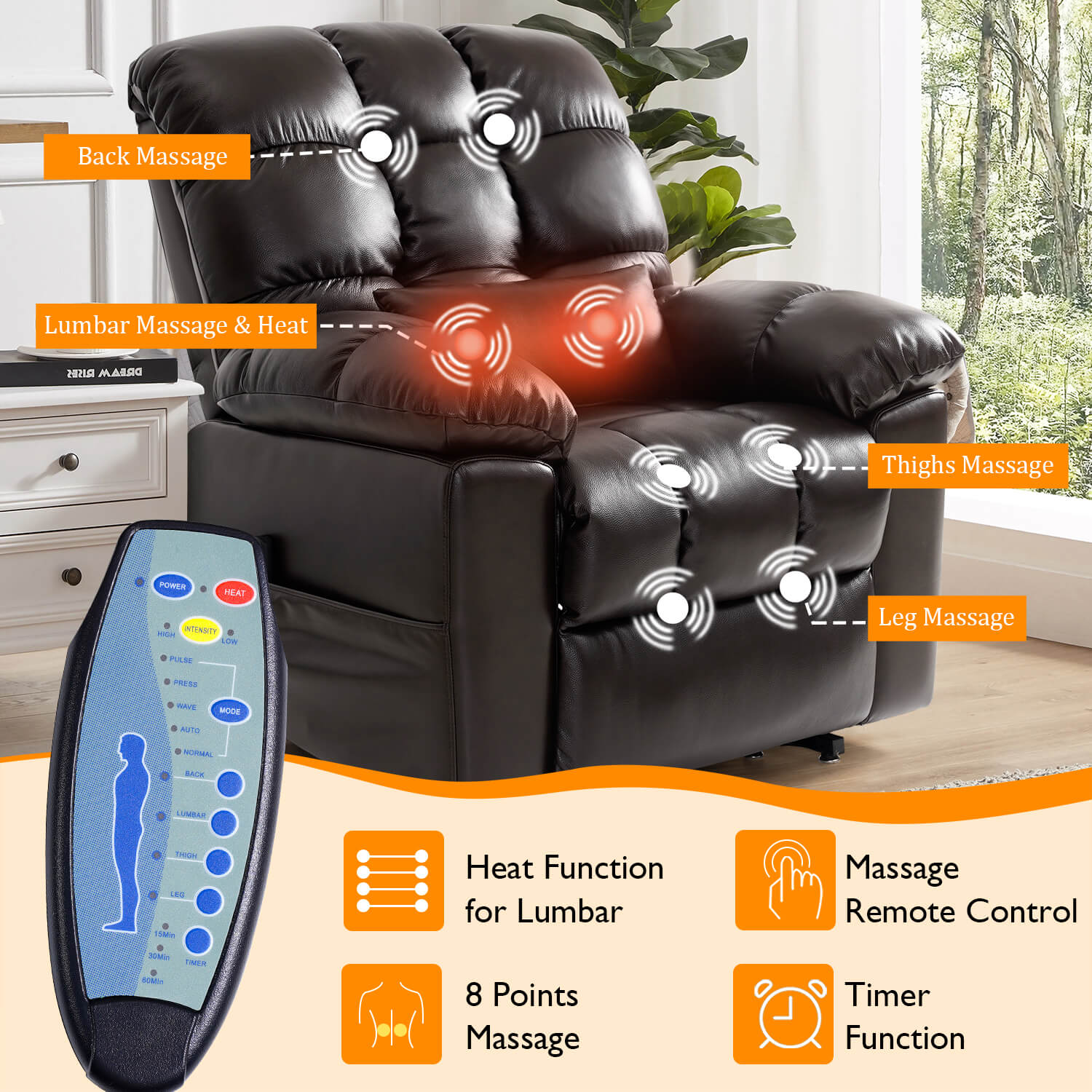 Zero Gravity Power Lift Recliner Chair, Three Motor