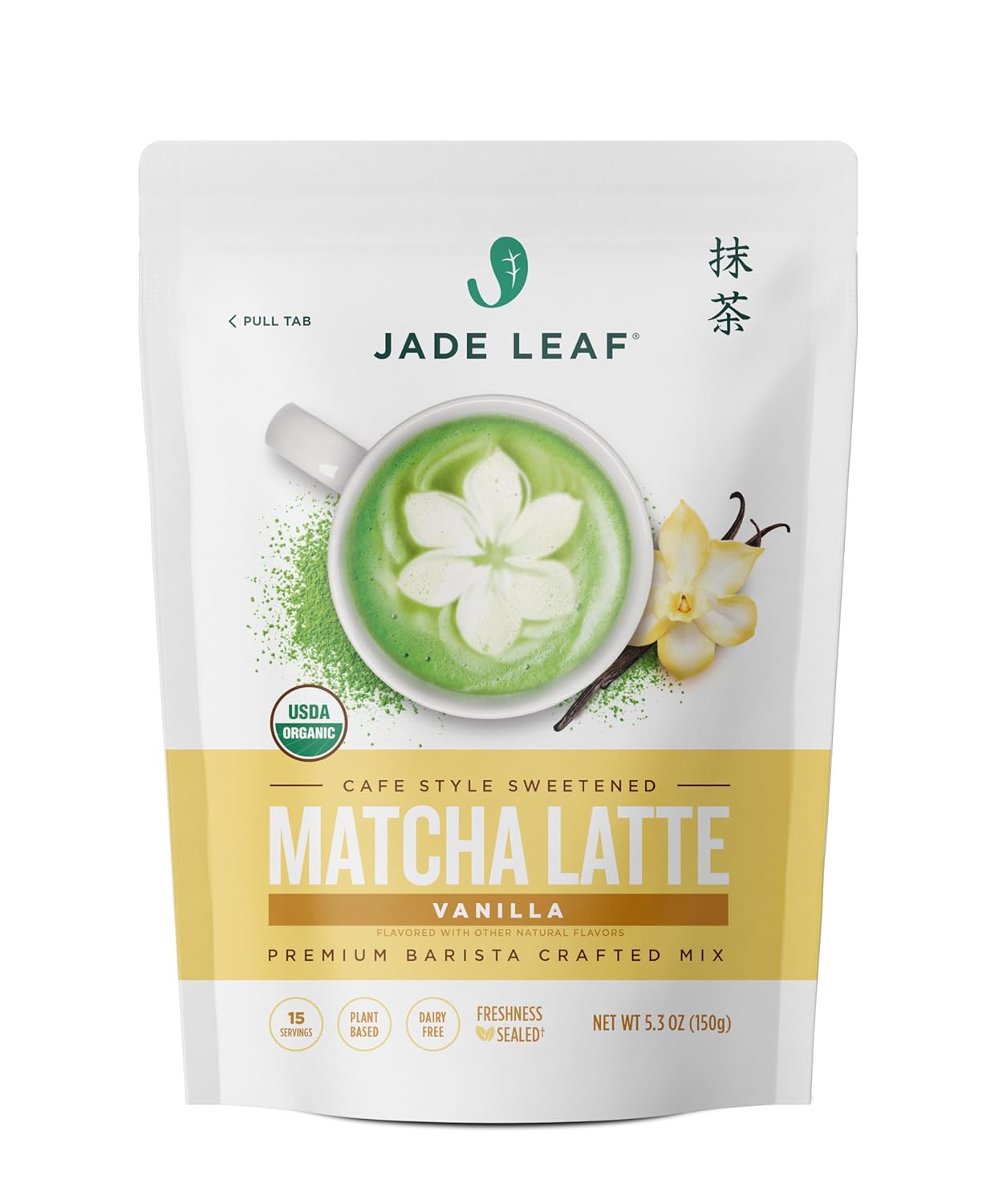 Jade Leaf Matcha Organic Café Style Sweetened Matcha Latte Premium Barista Crafted Mix - Original - Authentically Japanese (5.3 Ounce Pouch)