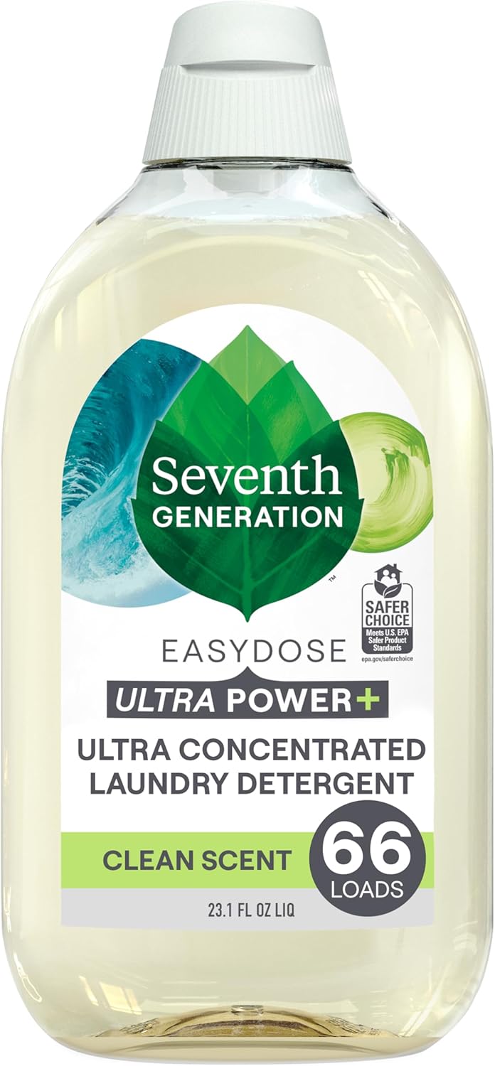 Seventh Generation EasyDose Laundry Detergent, Ultra Concentrated: 66 Loads, Free & Clear Designed for Sensitive Skin, 23.1 Fl Oz