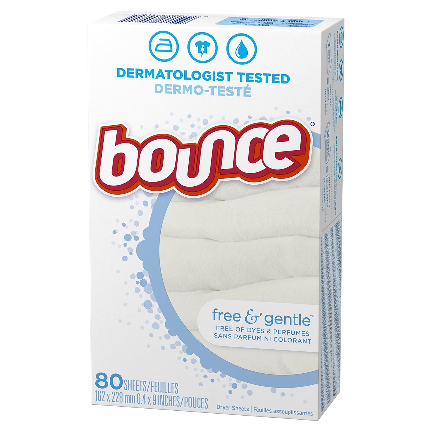 Bounce Free & Gentle Dryer Sheets, 240 Sheets, Unscented Fabric Softener Sheets, Hypoallergenic and Dermatologist Tested