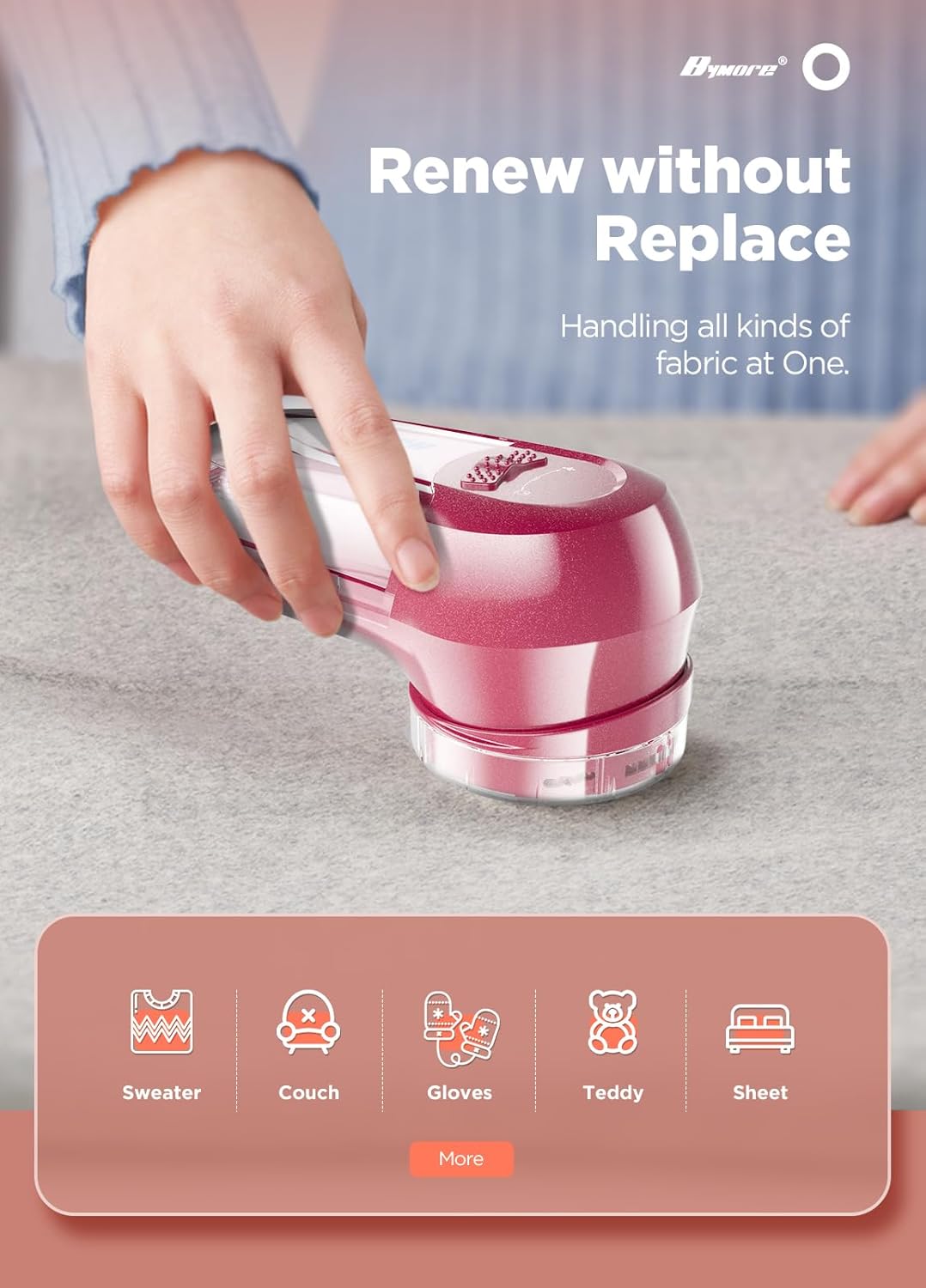 Bymore Fabric Shaver, Lint Remover, Lint Shaver Defuzzer Sweater Shaver for Clothes and Furniture AC Adapter or Battery Operated Pill Fuzz Remover