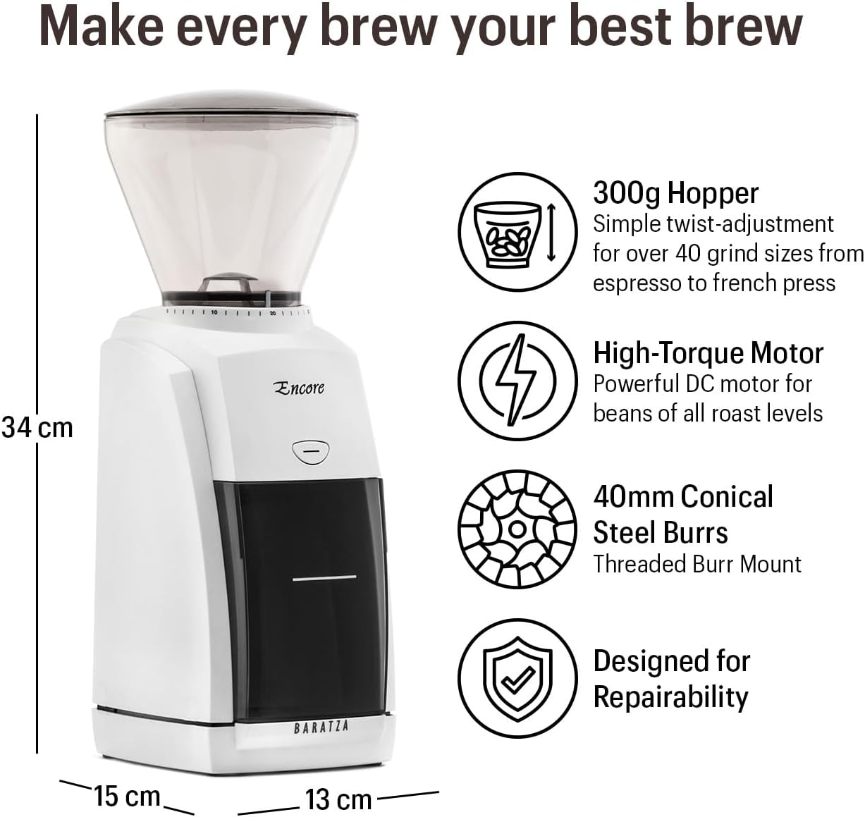 Baratza Encore Coffee Grinder ZCG485BLK, Black