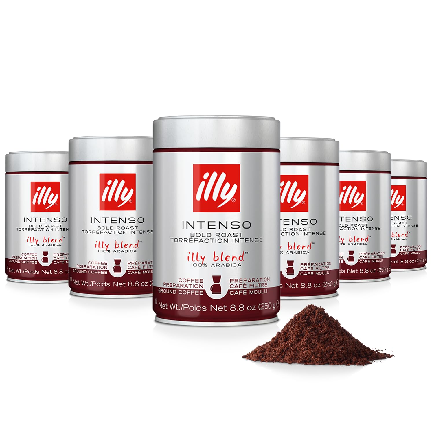 illy Classico Espresso Ground Coffee, Medium Roast, Classic Roast with Notes of Chocolate & Caramel, 100% Arabica Coffee, All-Natural, No Preservatives, 8.8 oz, Ground for Espresso Machines