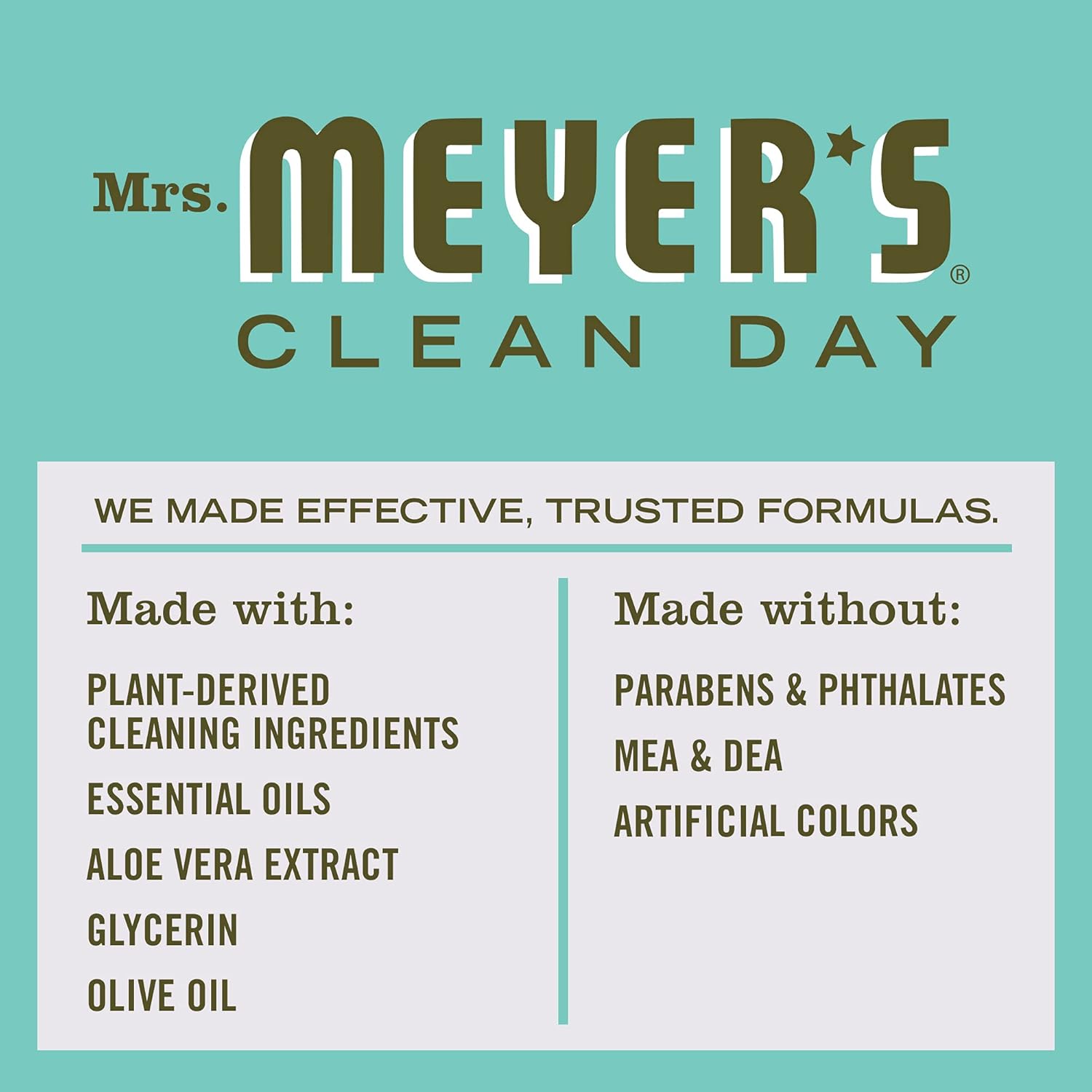 MRS. MEYER'S CLEAN DAY Hand Soap Refill, Made with Essential Oils, Biodegradable Formula, Basil, 33 fl. oz