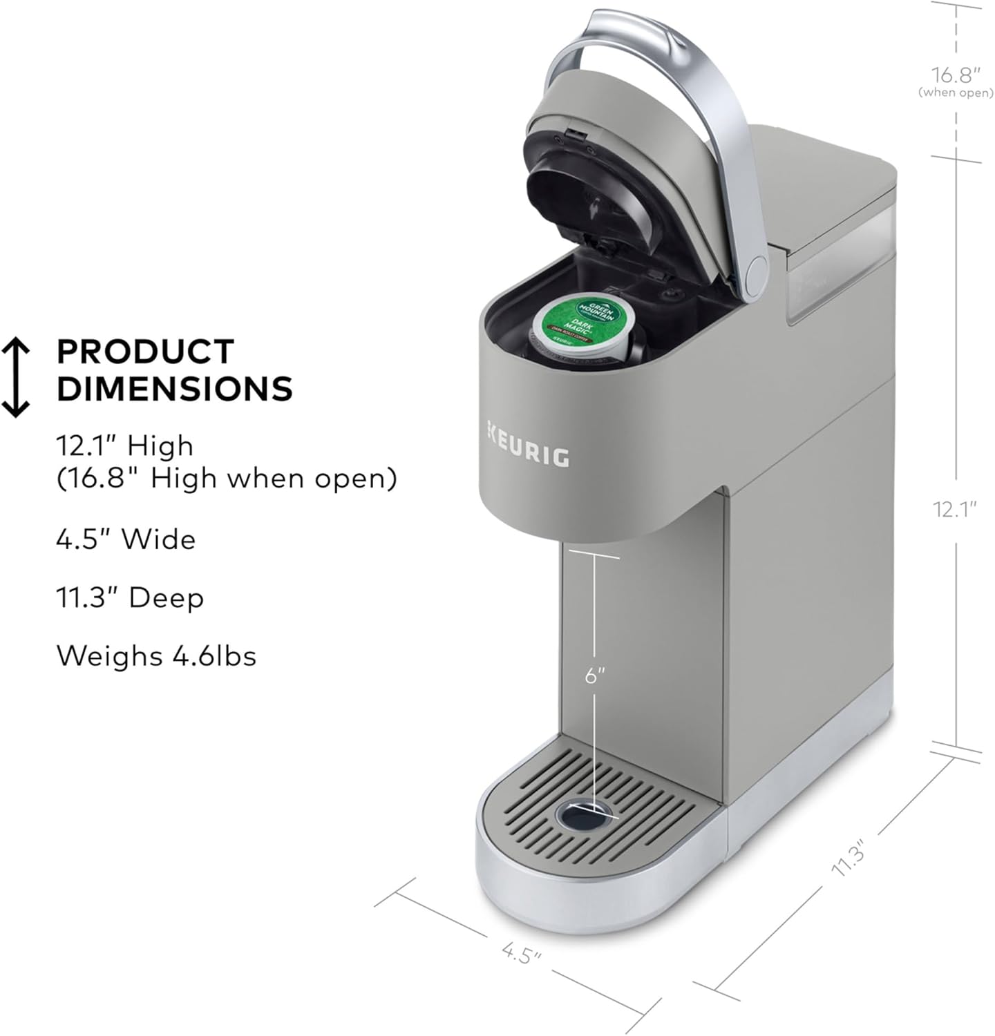 Keurig K-Mini Plus Single Serve K-Cup Pod Coffee Maker, with 6 to 12oz Brew Size, Stores up to 9 K-Cup Pods, Travel Mug Friendly, Matte Black