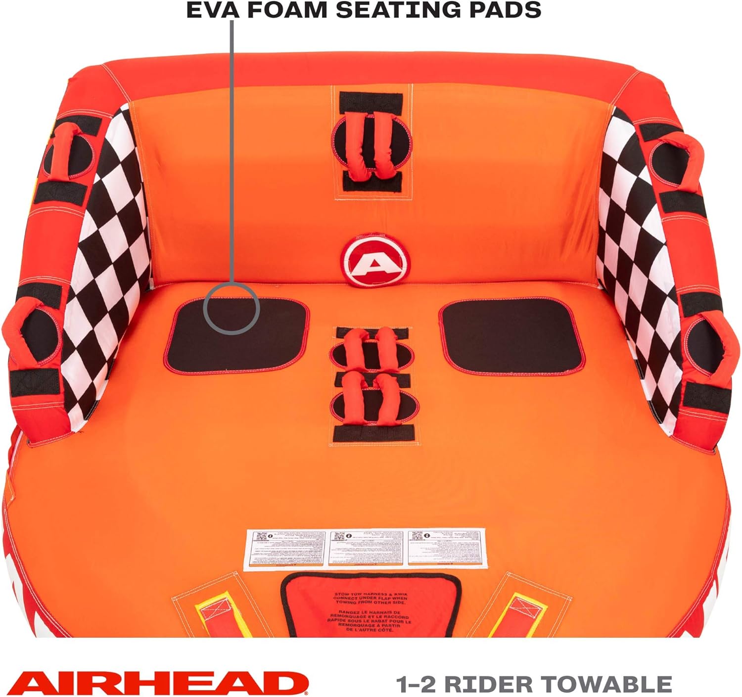 Airhead Mable Inflatable Towable Tube, 1-4 Rider Models, Dual Tow Points, Full Nylon Cover, EVA Foam Pads, Patented Speed Valve, Boat Tubes and Towables