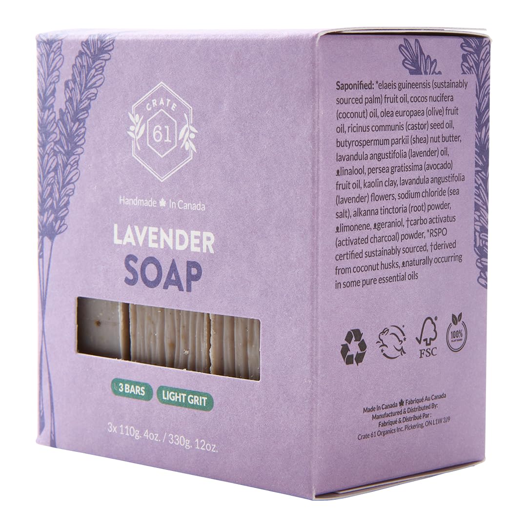 Handmade Vegan Natural Bar Soap Cold Pressed For Face And Body, With Premium Essential Oils, Eucalyptus & Peppermint For Men And Women 3 Pack (Lavender)