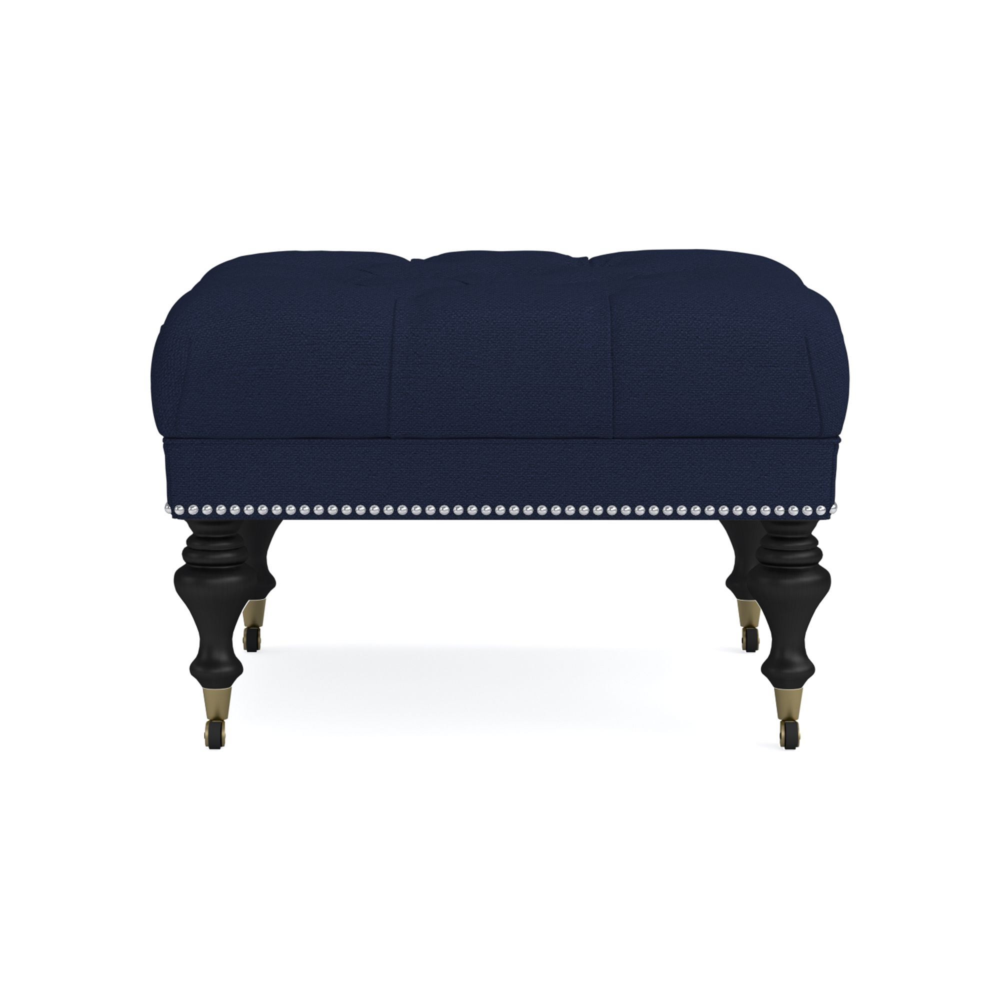 Fairfax Square Ottoman, Turned Leg with Tufted Top (26