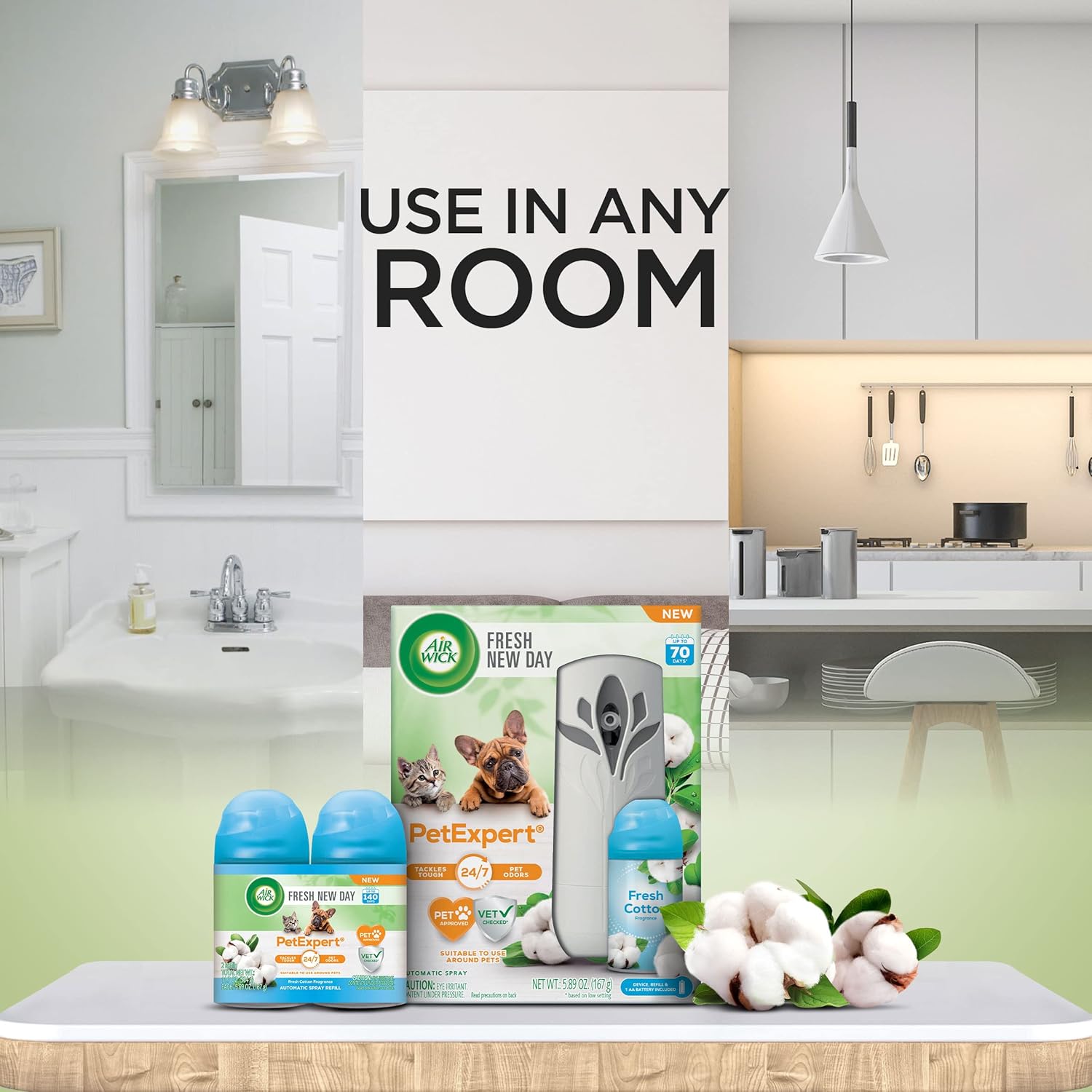 Air Wick Automatic Air Freshener Spray Refill, 2ct, Fresh Waters, Odor Neutralization, Essential Oils