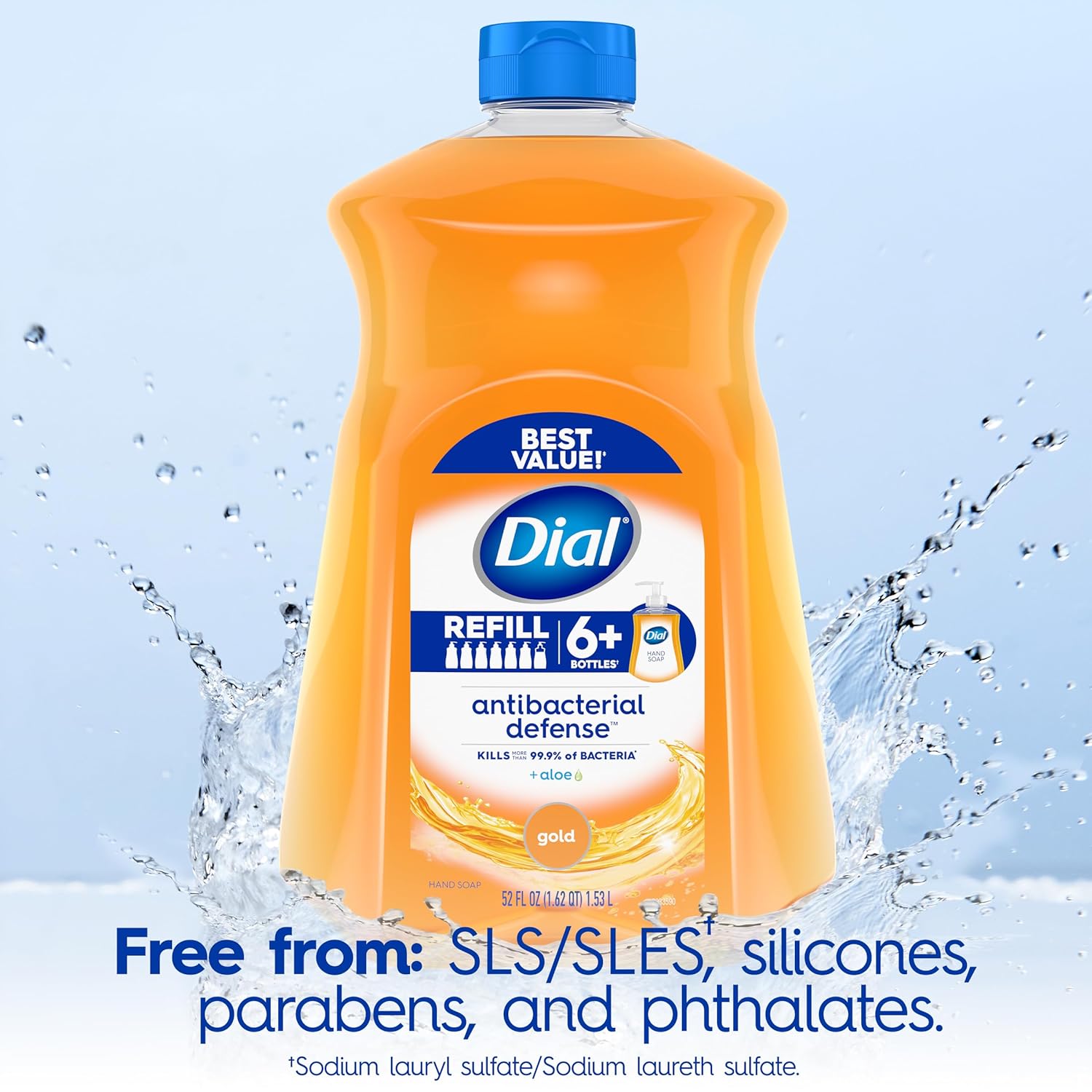 Dial Antibacterial Liquid Hand Soap, Spring Water, 11 fl oz (Pack of 4)