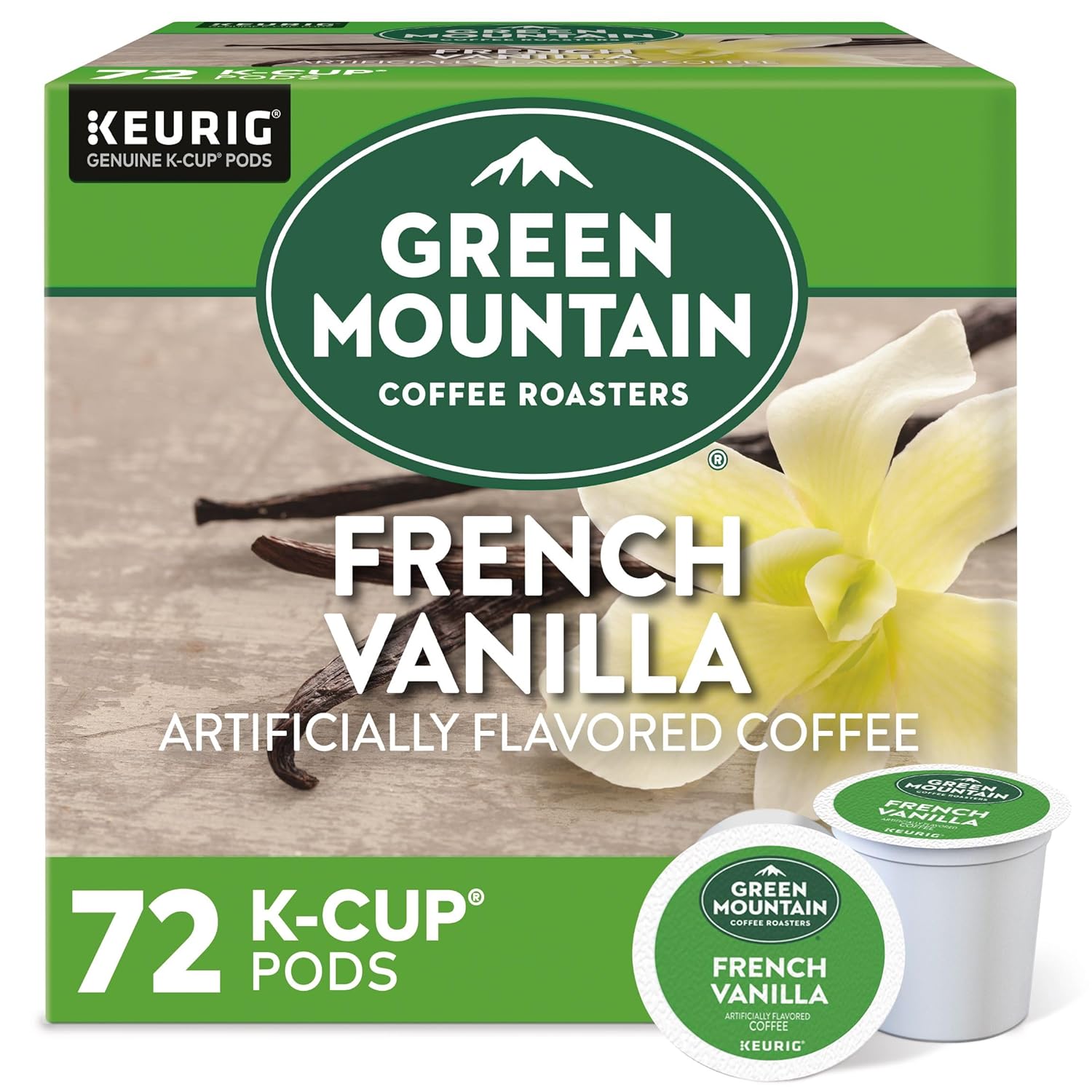 Green Mountain Coffee Roasters Caramel Vanilla Cream Keurig Single-Serve K-Cup pods, Light Roast Coffee, 72 Count (6 Packs of 12)