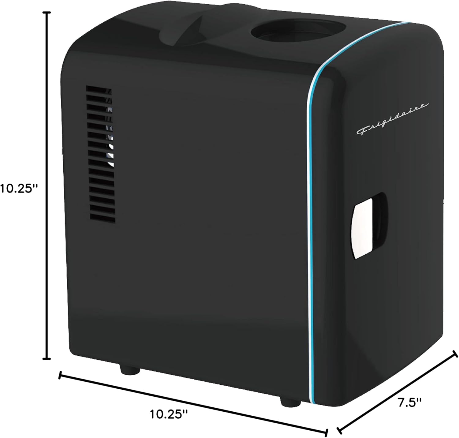 Frigidaire Mini Portable Compact Personal Fridge Cooler, 4 Liter Capacity Chills Six 12 oz Cans, 100% Freon-Free & Eco Friendly, Includes Plugs for Home Outlet & 12V Car Charger – Black