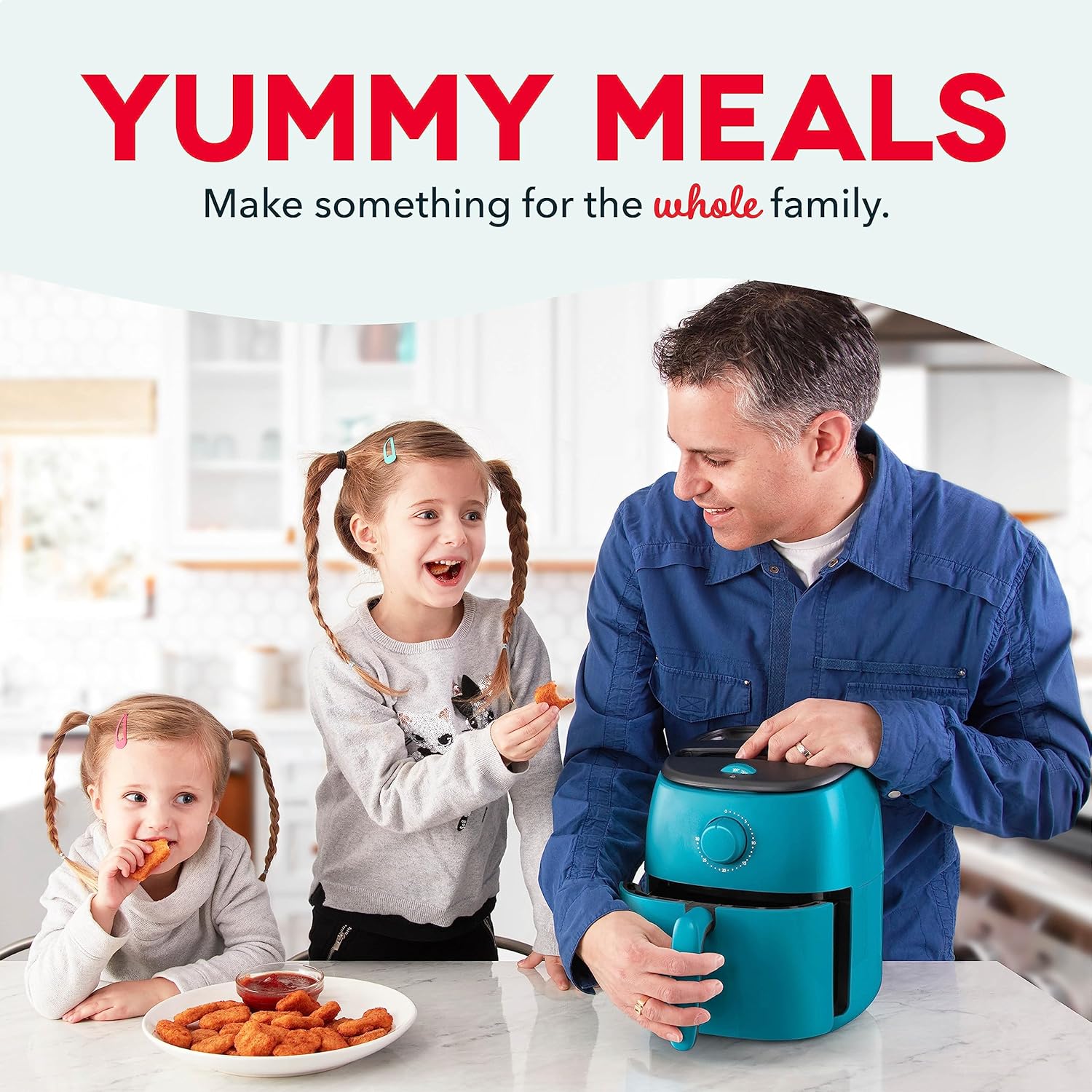 DASH Tasti-Crisp™ Electric Air Fryer Oven, 2.6 Qt., Aqua – Compact Air Fryer for Healthier Food in Minutes, Ideal for Small Spaces - Auto Shut Off, Analog, 1000-Watt