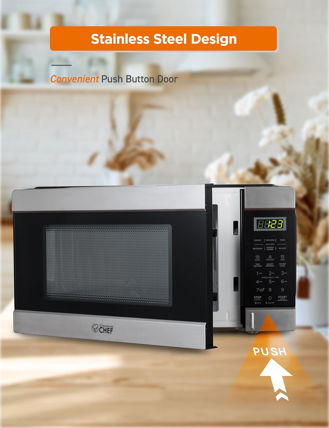 COMMERCIAL CHEF 0.6 Cubic Foot Microwave with 6 Power Levels, Small Microwave with Grip Handle, 700W Countertop Microwave with 30 Minute Timer and Mechanical Dial Controls, White