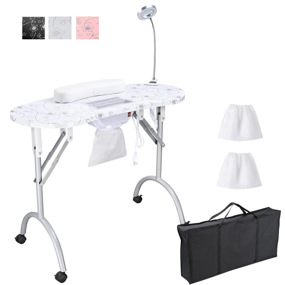 Yescom Foldable Nail Makeup Table with Vent & Lamp Manicure Nail Art