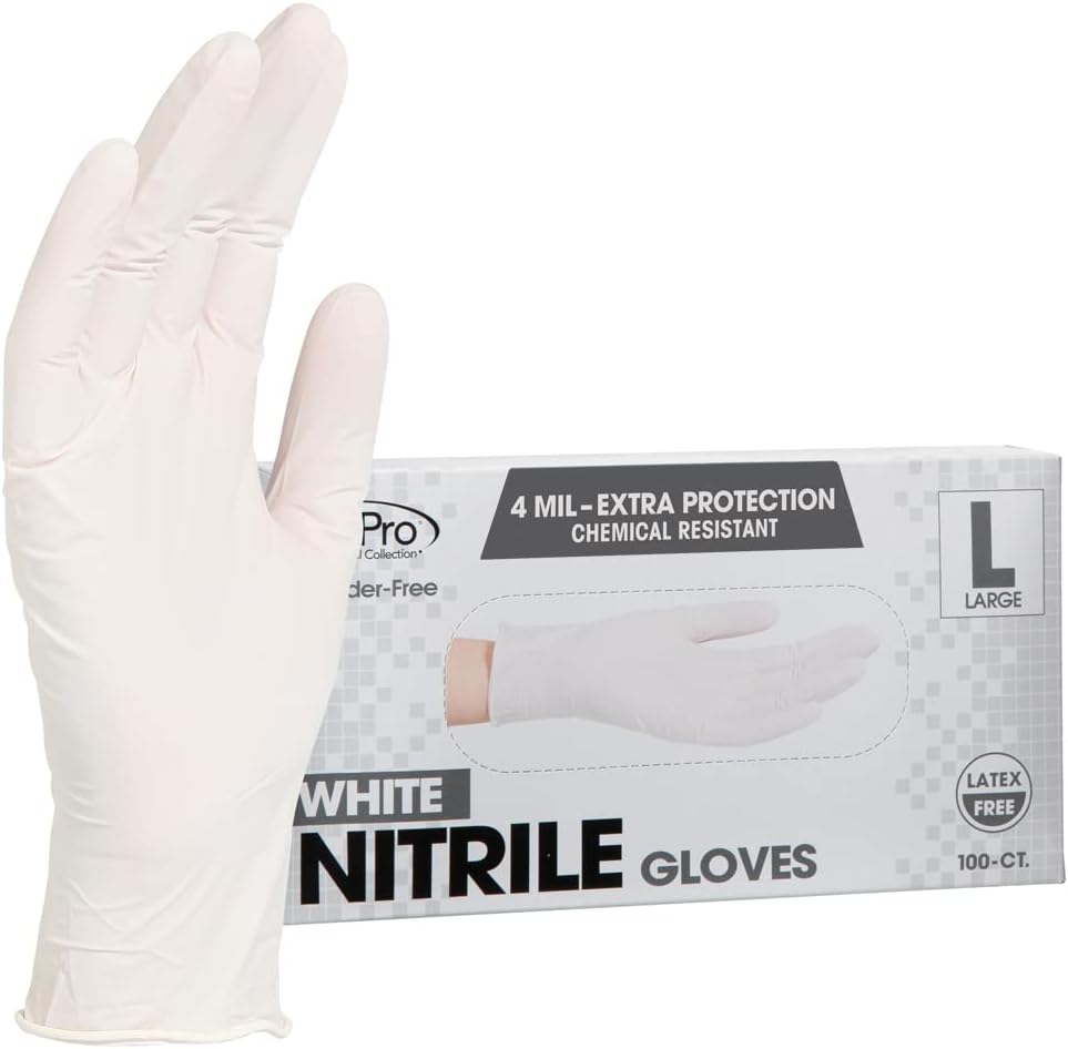 ForPro Professional Collection Disposable Nitrile Gloves, Chemical Resistant, Powder-Free, Latex-Free, Non-Sterile, Food Safe, 4 Mil, Black, Large, 100-Count