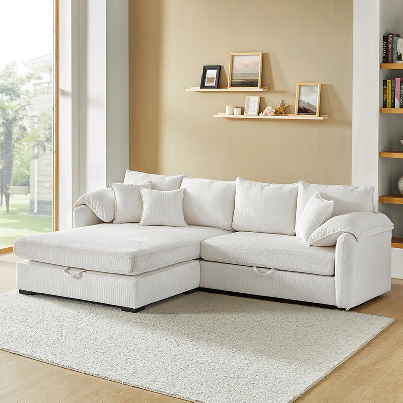 Aladino 2-Piece Upholstered Reversible Sectional Sofa with Storage
