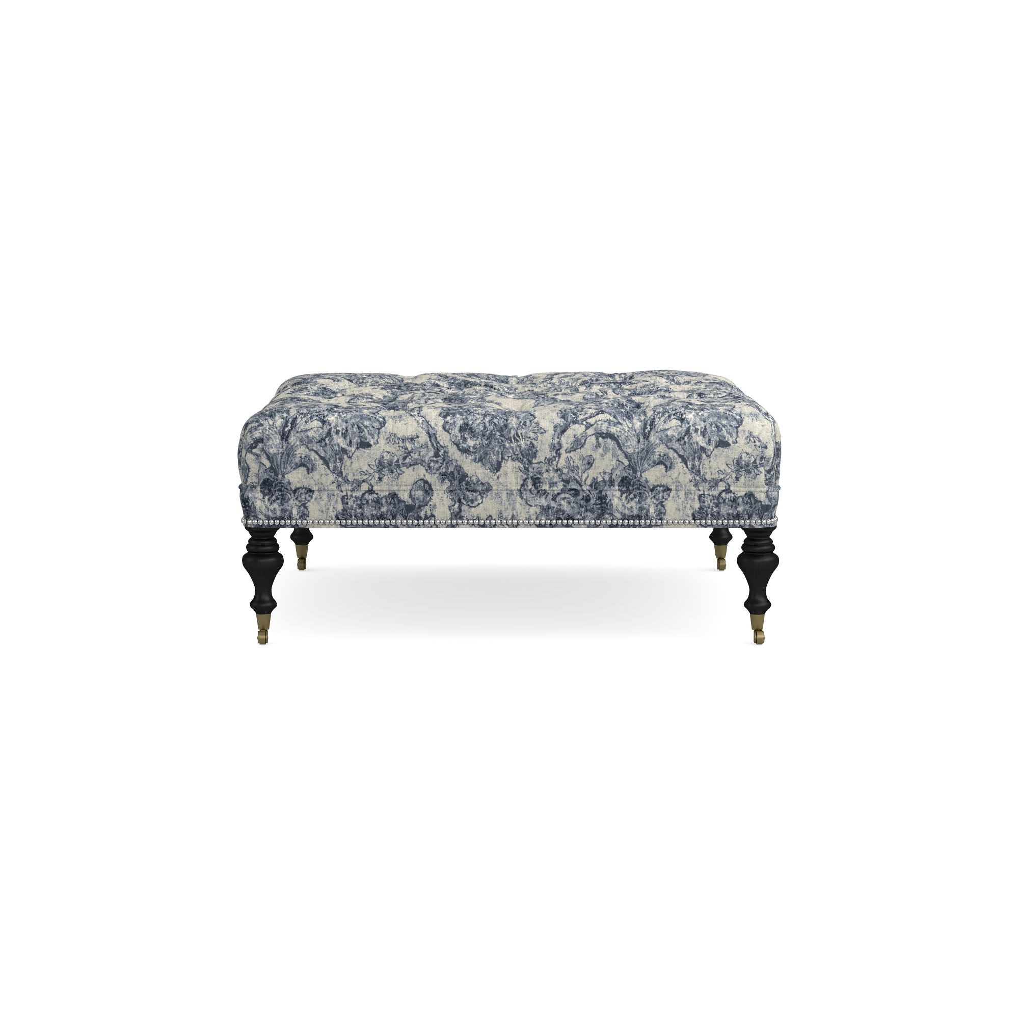 Sanderson x Giles Deacon Fairfax Bench Ottoman, Turned Leg with Tufted Top (26