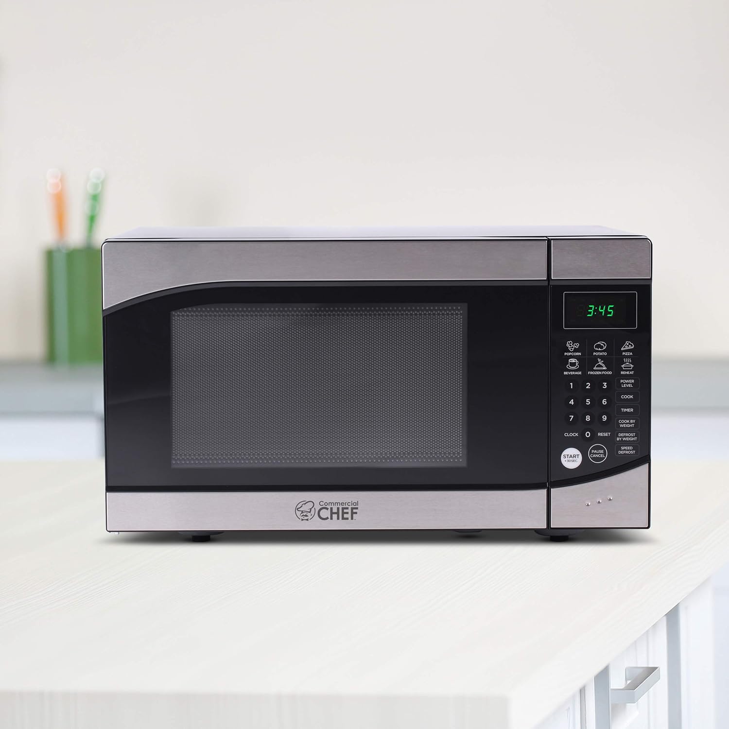 COMMERCIAL CHEF 0.6 Cubic Foot Microwave with 6 Power Levels, Small Microwave with Grip Handle, 700W Countertop Microwave with 30 Minute Timer and Mechanical Dial Controls, White