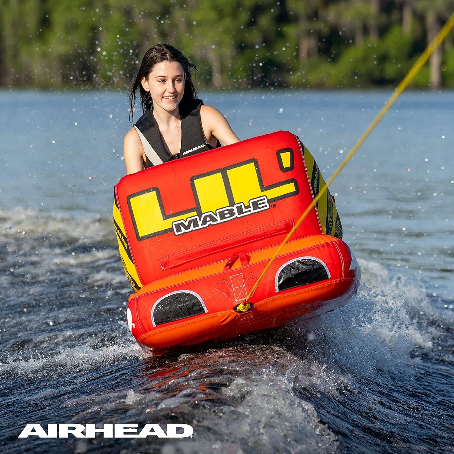 Airhead Mable Inflatable Towable Tube, 1-4 Rider Models, Dual Tow Points, Full Nylon Cover, EVA Foam Pads, Patented Speed Valve, Boat Tubes and Towables