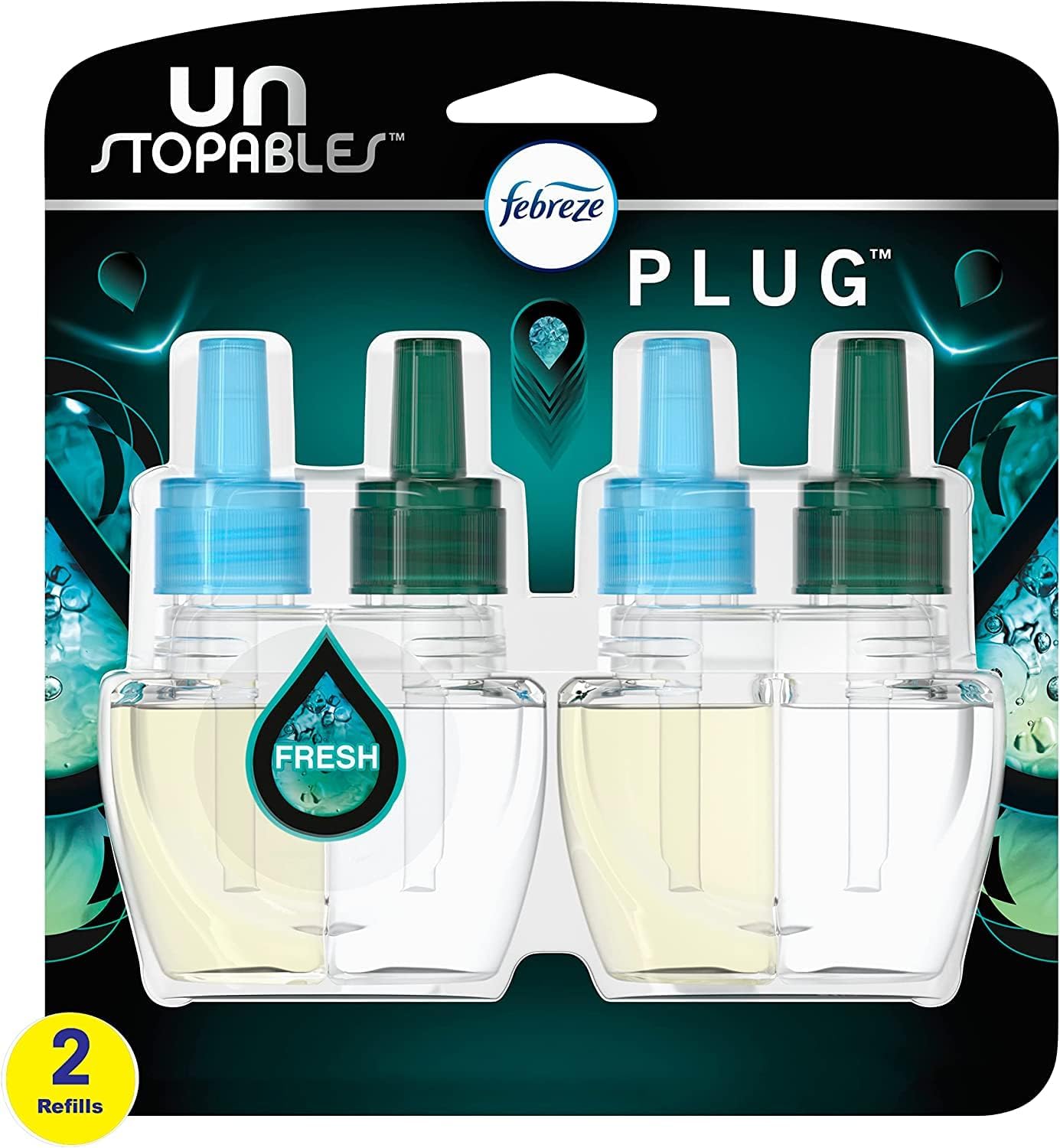Febreze Unstopables Odor-Fighting Plug Air Freshener, Fresh, (3) .87 fl. oz. Oil Refills