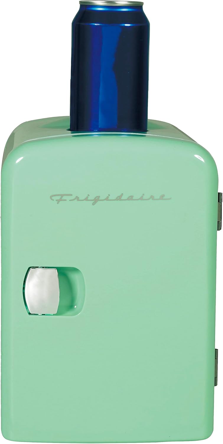 Frigidaire Mini Portable Compact Personal Fridge Cooler, 4 Liter Capacity Chills Six 12 oz Cans, 100% Freon-Free & Eco Friendly, Includes Plugs for Home Outlet & 12V Car Charger – Black