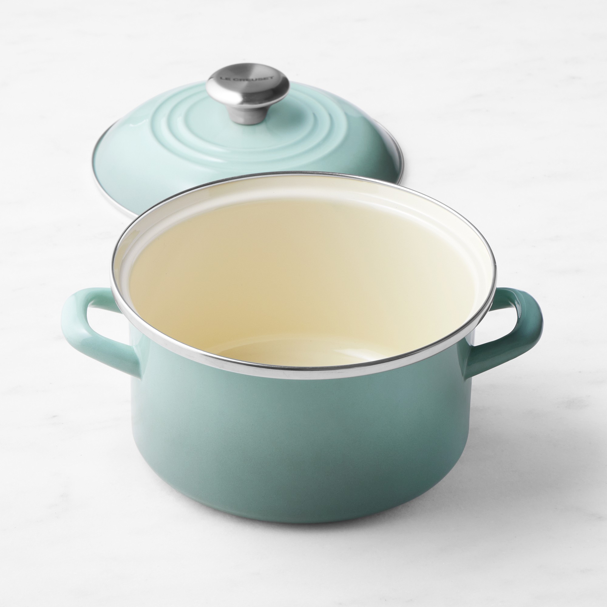 Le Creuset Enameled-Steel Stock Pot with Stainless-Steel Knob
