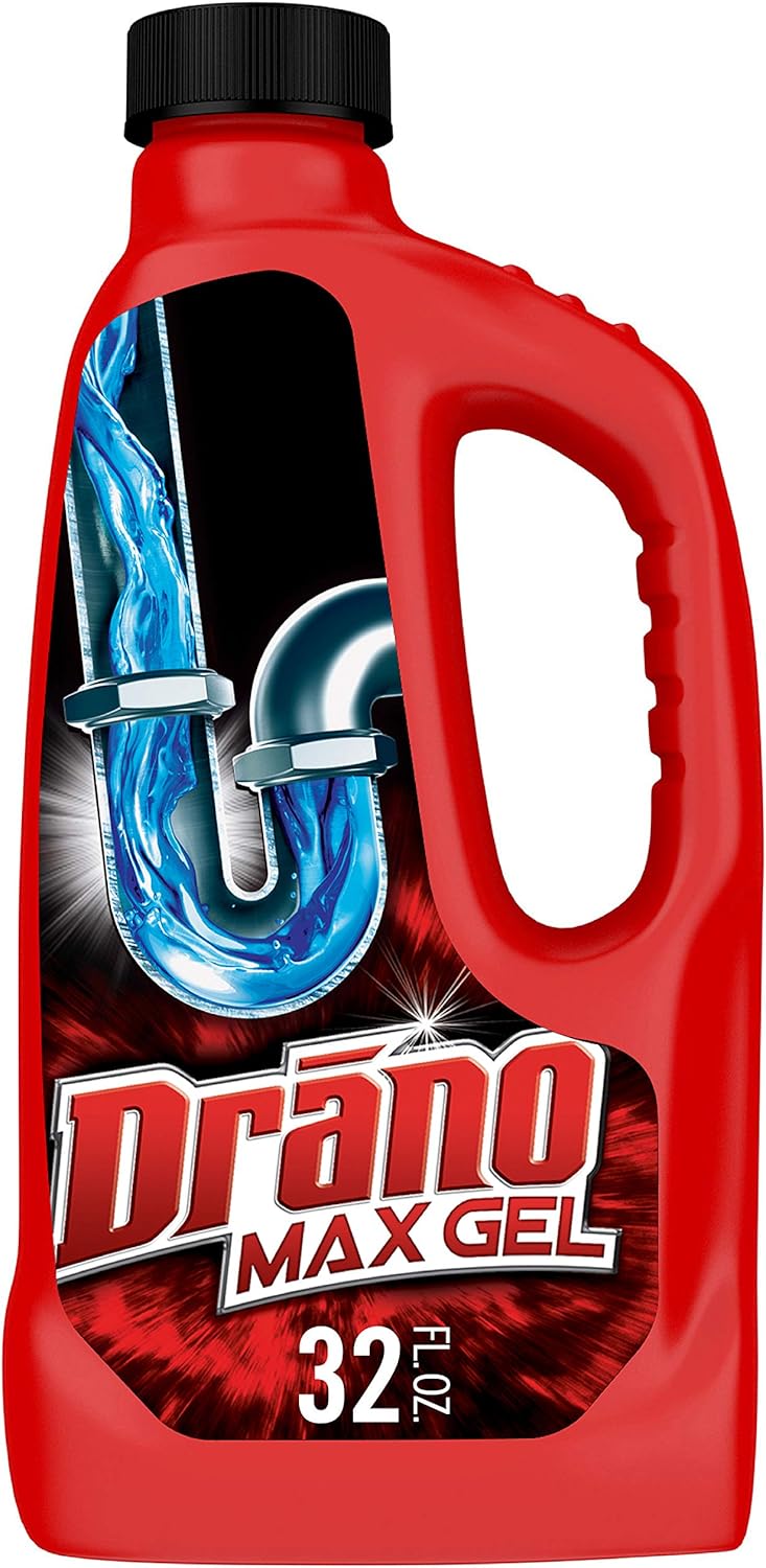 Drano Max Gel Drain Clog Remover and Cleaner for Shower or Sink Drains, Unclogs and Removes Hair, Soap Scum and Blockages, 80 Oz