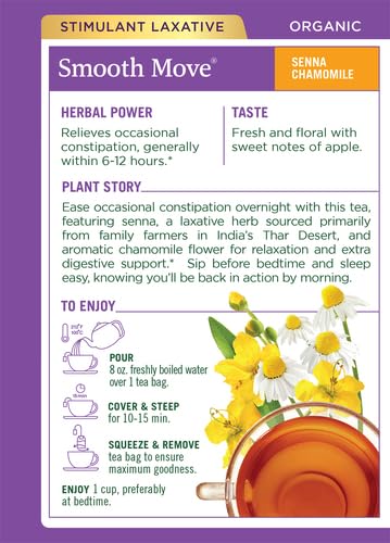 Traditional Medicinals Smooth Move, Helps Relieve Constipation Overnight, 16 Teabags