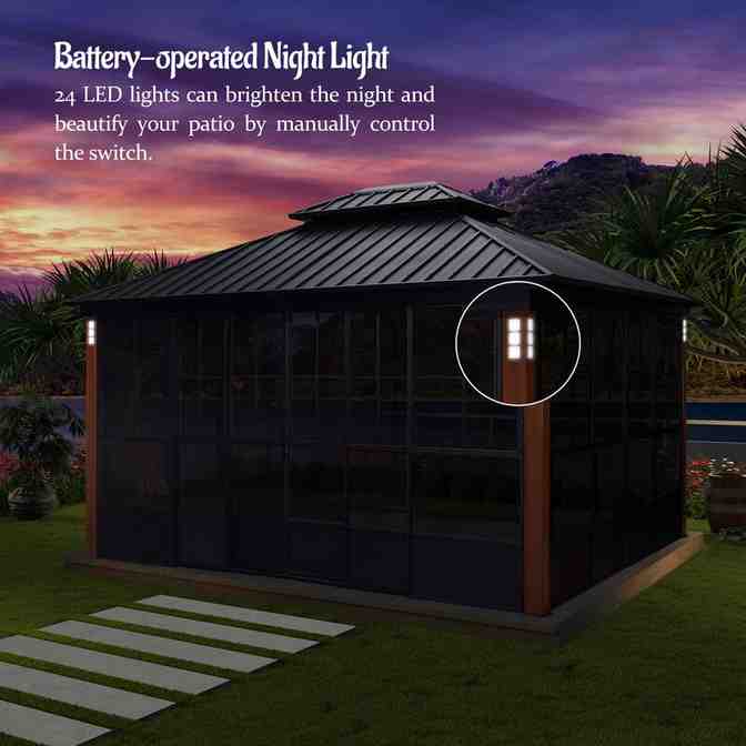 Double Tier 14 Ft. W x 12 Ft. D Metal Patio Gazebo