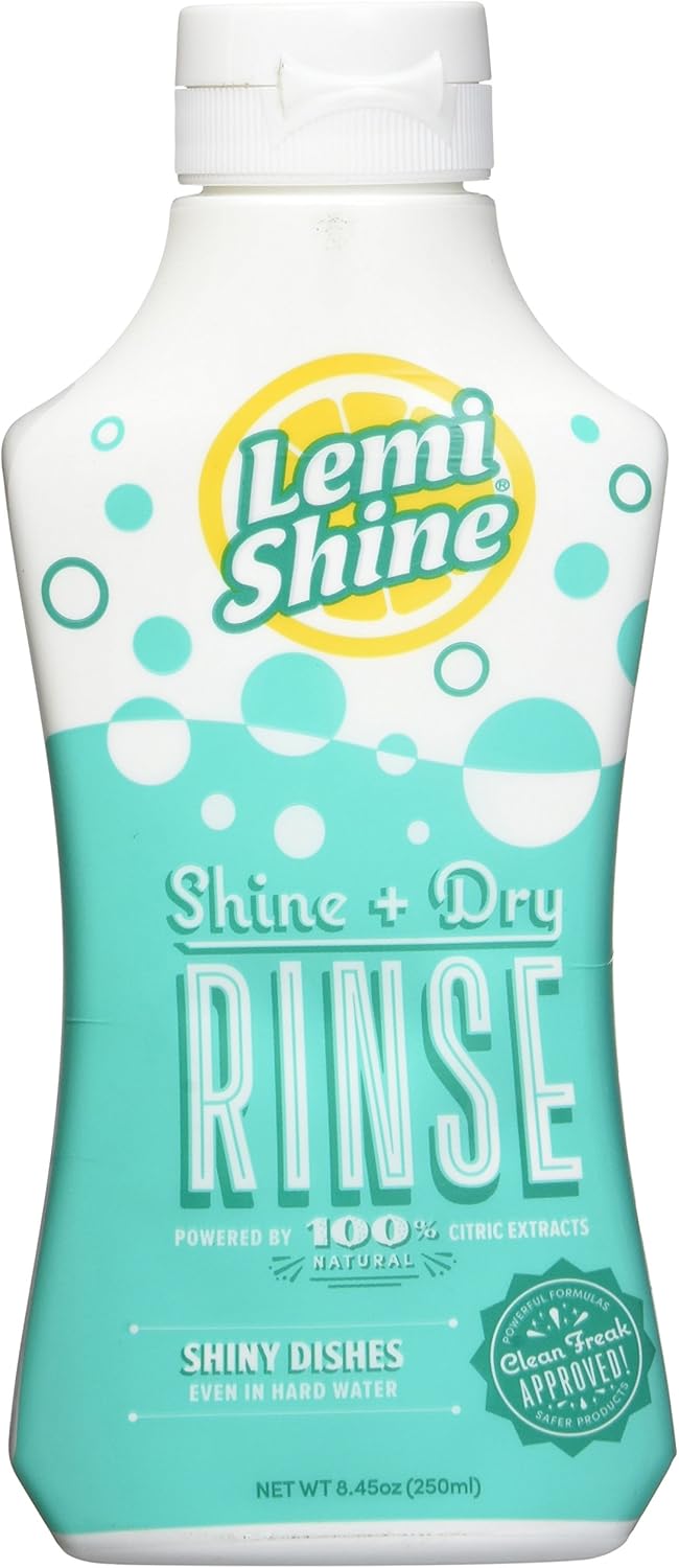 Lemi Shine - Shine + Dry Natural Dishwasher Rinse Aid, Hard Water Stain Remover (1 Pack - 25.35 oz)