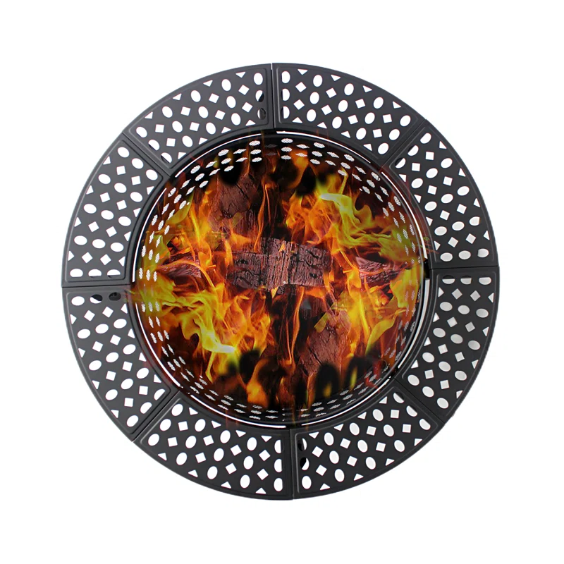 Hayler Wood Burning Outdoor Fire Pit Table with Lid