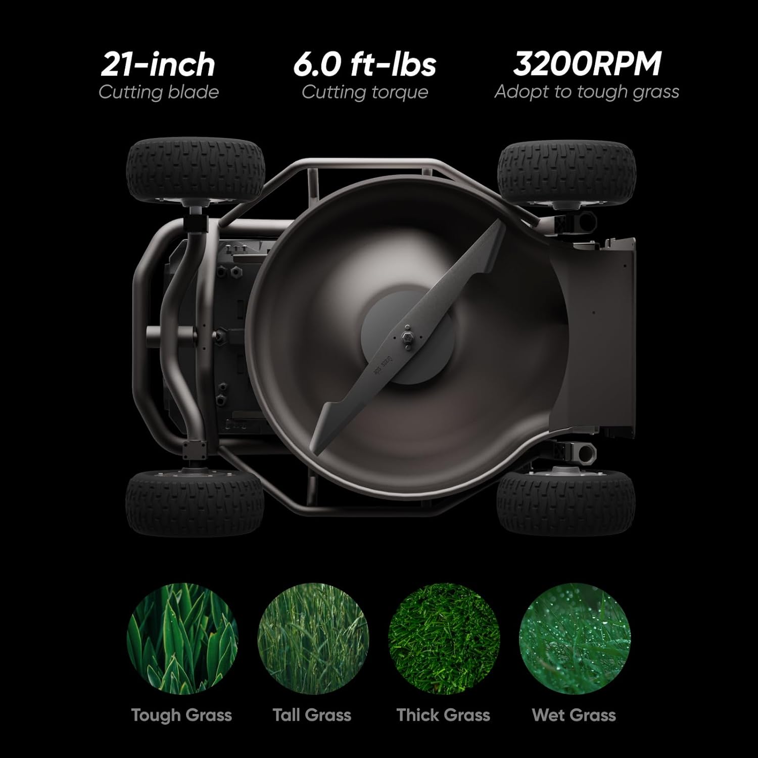 Remote Control Lawn Mower S1 2WD 56V18Ah, Multi-Functions RC Lawn Mower with 1.8-4.6 Inch Cutting Height 21 Inch Real Blade for Mowing 1.12 Acres