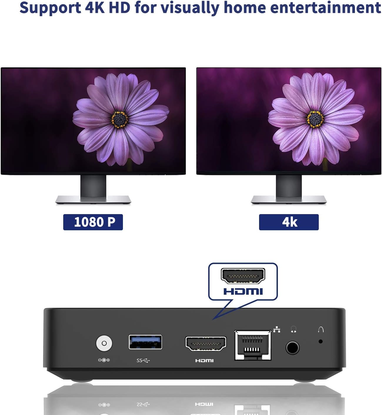 COOFUN Z83-W Mini PC, Atom x5-Z8350 Processor 2GB/32GB 1000Mbps LAN 2.4/5.8G Dual Band WiFi BT 4.0 with HDMI and VGA Ports, Windows 10,Fanless Computer
