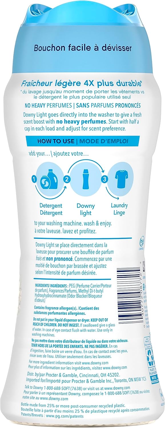 Downy Light In Wash Scent Booster Beads, Ocean Mist Scent, 24 oz, Downy Scent Booster Beads, Laundry Beads, No Heavy Perfumes