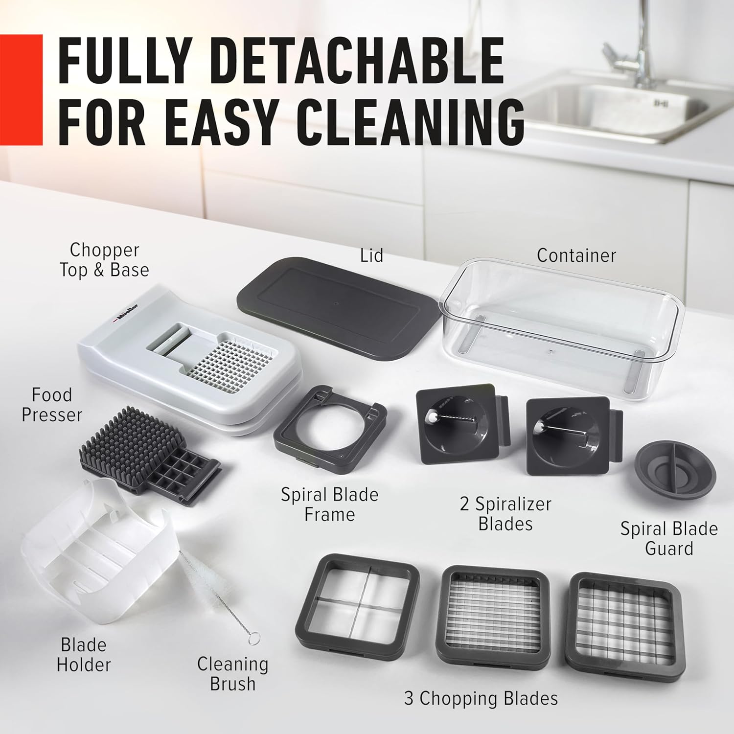 Mueller Pro-Series 10-in-1, 8 Blade Vegetable Chopper, Onion Mincer, Cutter, Dicer, Egg Slicer with Container, French Fry Cutter, Potato Slicer, Home Essentials & Kitchen Gadgets, Salad Chopper