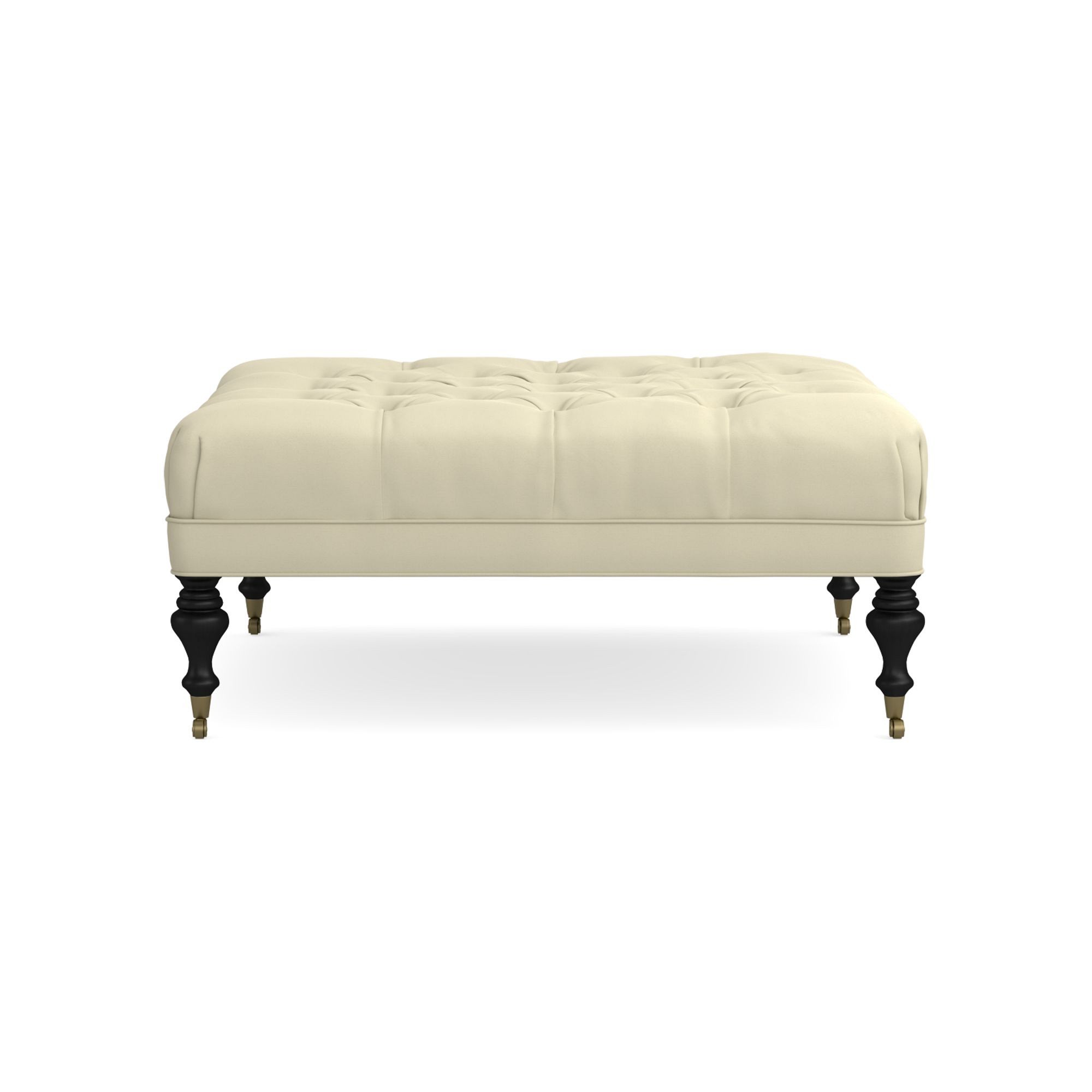 Fairfax Square Ottoman, Turned Leg with Tufted Top (26