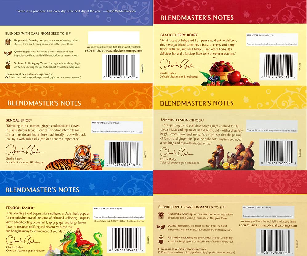 Celestial Seasonings Bengal Spice Herbal Tea, Caffeine Free, 20 Tea Bags Box, (Pack of 6)