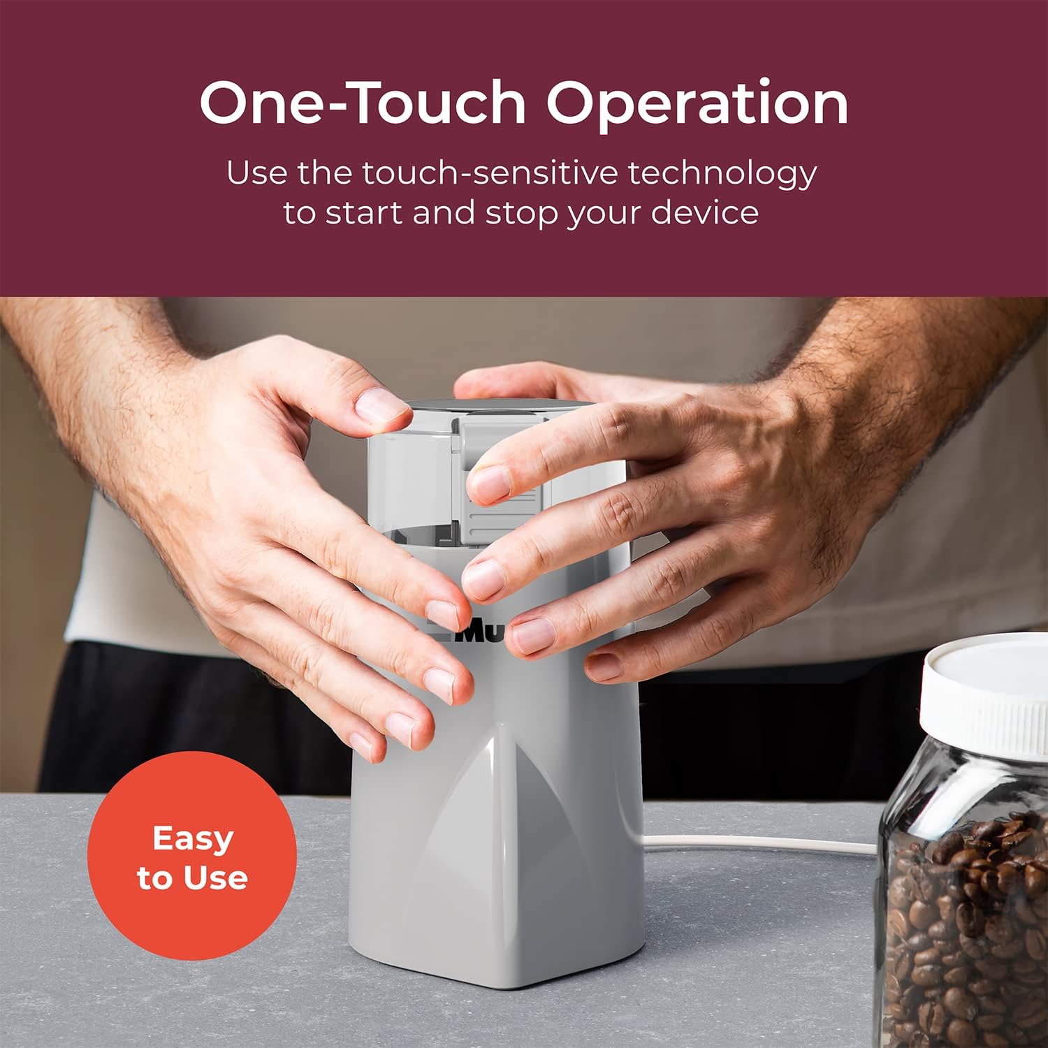 MuellerLiving HyperGrind Precision Electric Spice/Coffee Grinder Mill with Large Grinding Capacity and Powerful Motor also for Spices, Herbs, Nuts, Grains, Grey